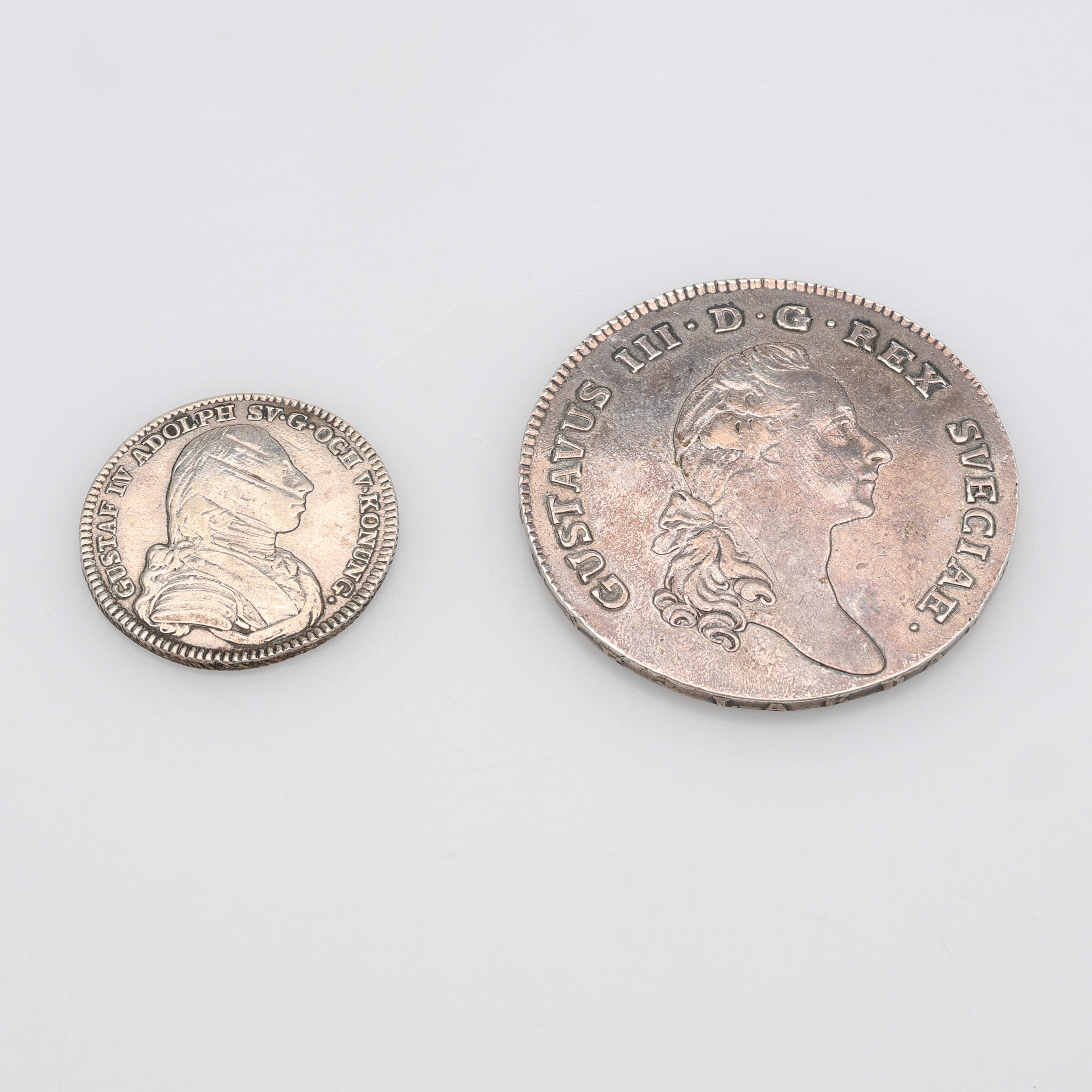 MYNT, 2 ST, 1/6 RIKSDALER GUSTAV IV ADOLPH, 1808 & 1 RIKSDAL, GUSTAV