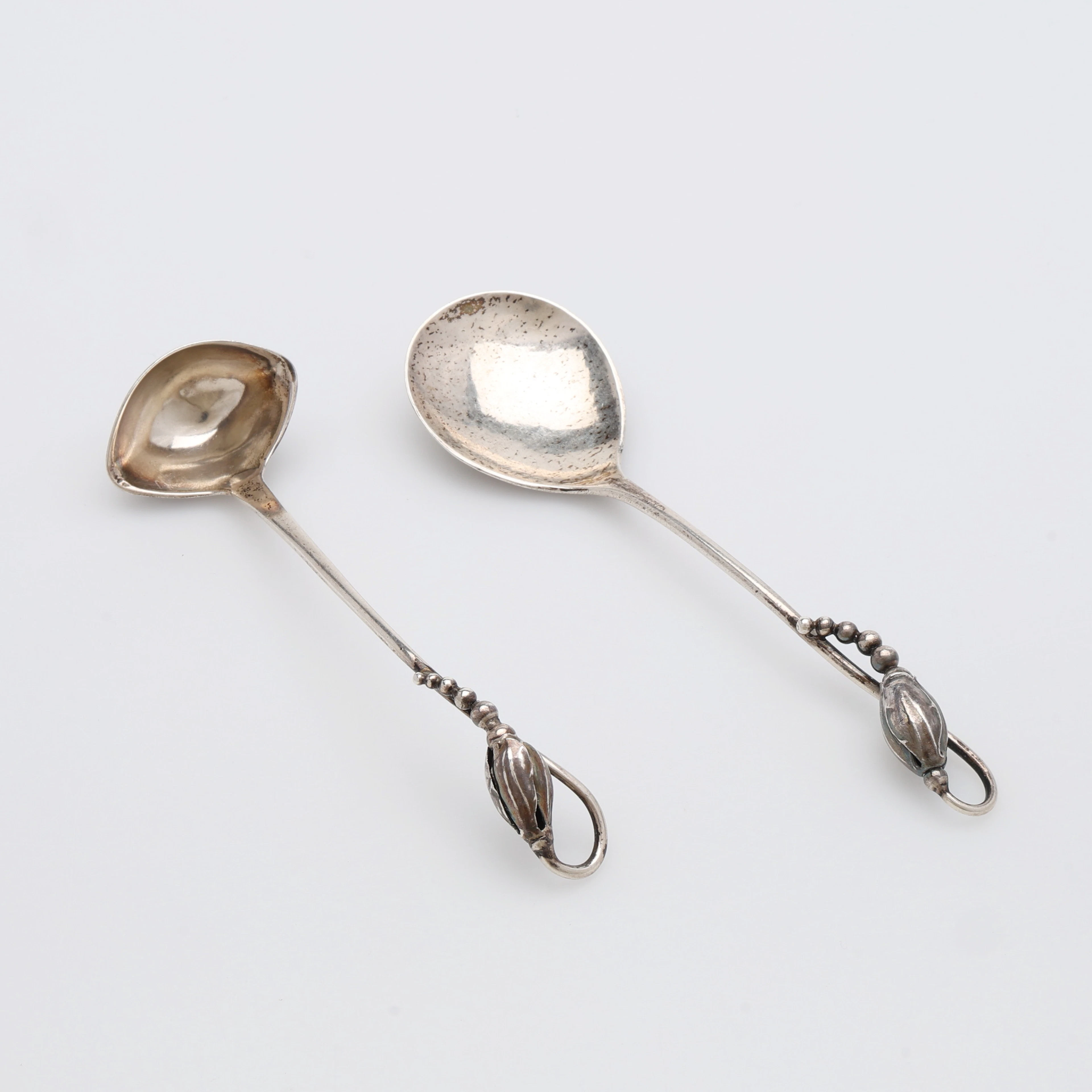 GEORG JENSEN. SKEDAR, 2 ST, SILVER, "MAGNOLIA", DANMARK, 1900TALETS