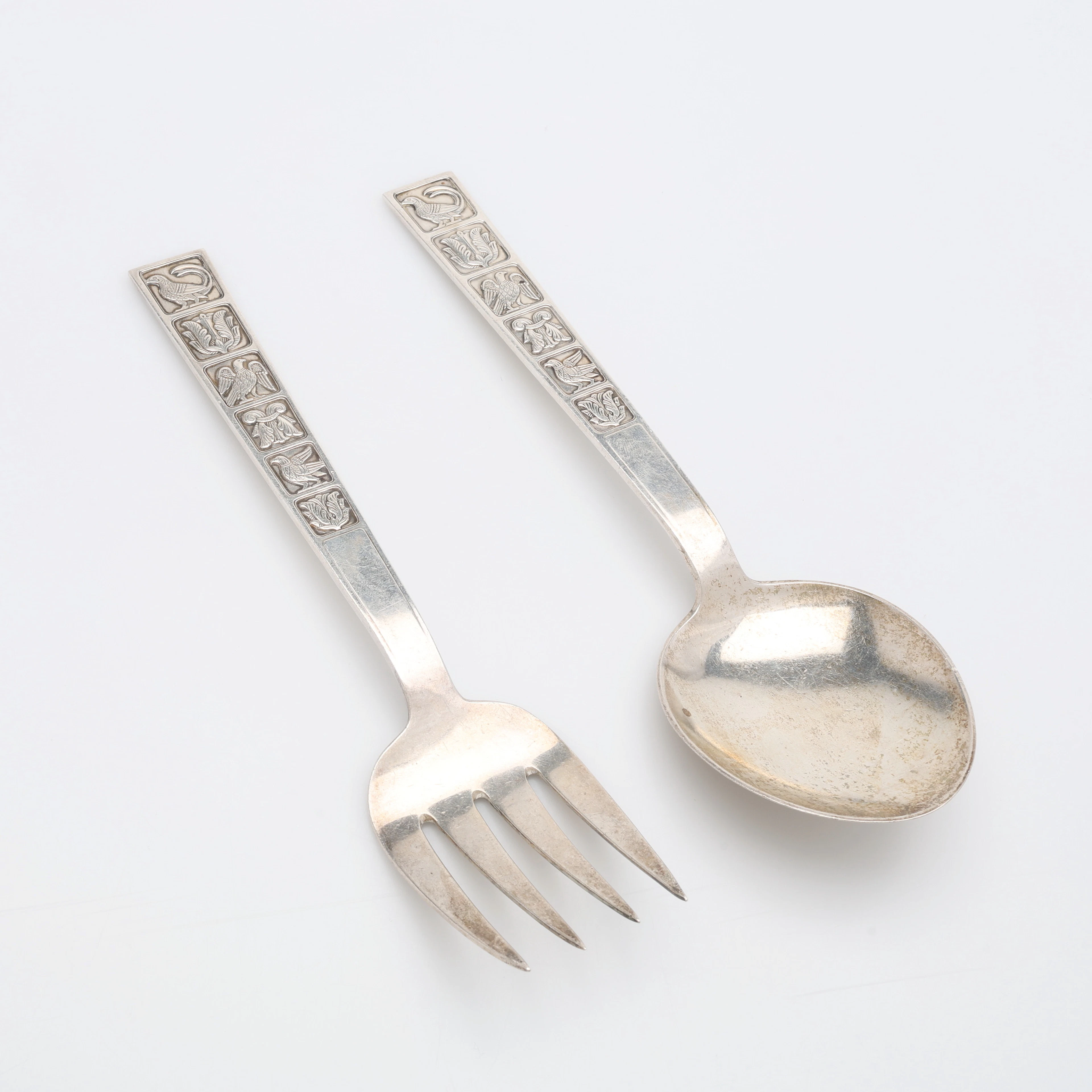 DAVID ANDERSEN, SALLADSBESTICK, 2 ST, OSLO, NORGE, 1950/60-TAL. Sterlingsilver.