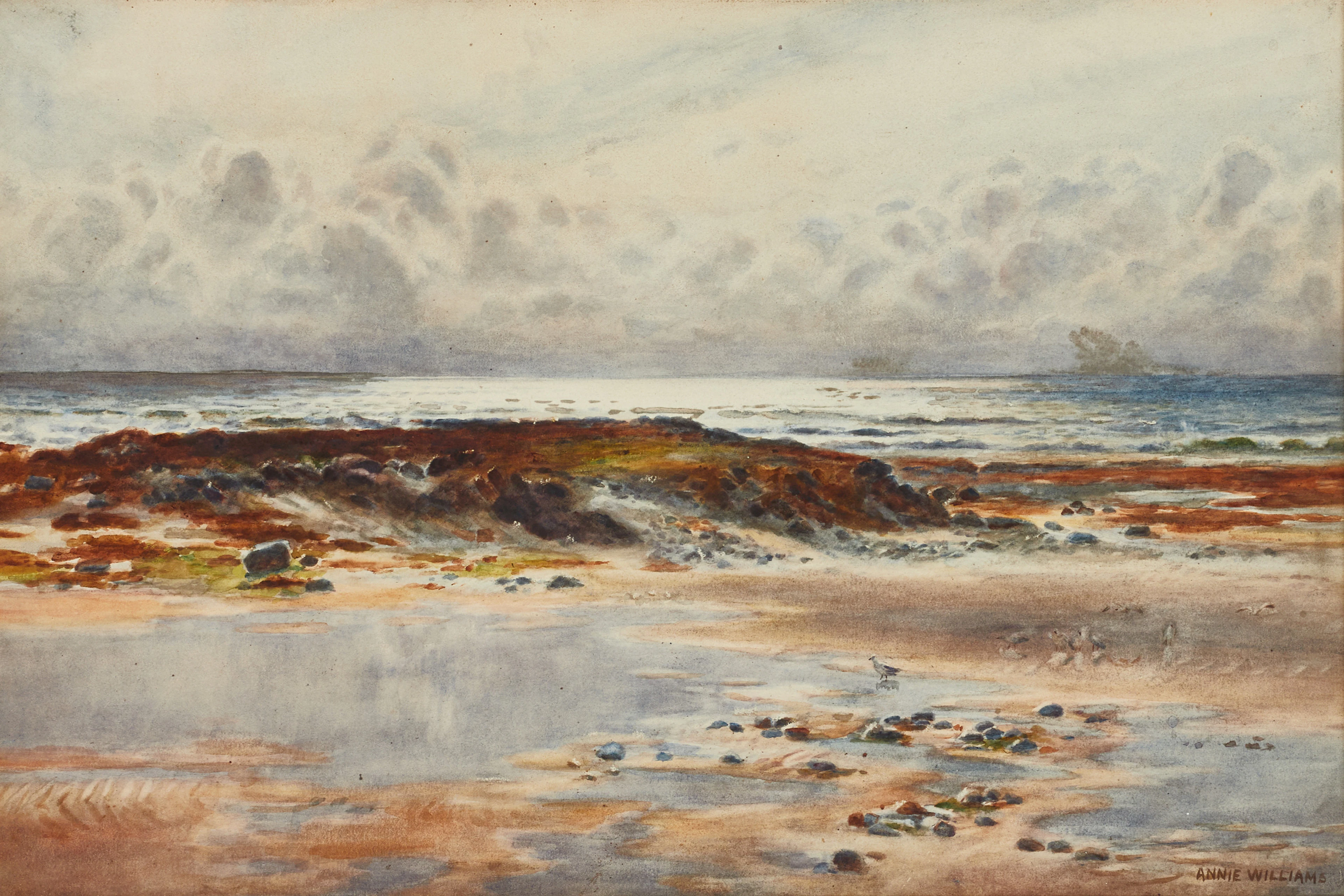 ANNIE WILLIAMS (Storbritannien, 18/1900-tal). Kustlandskap, signerad, akvarell.