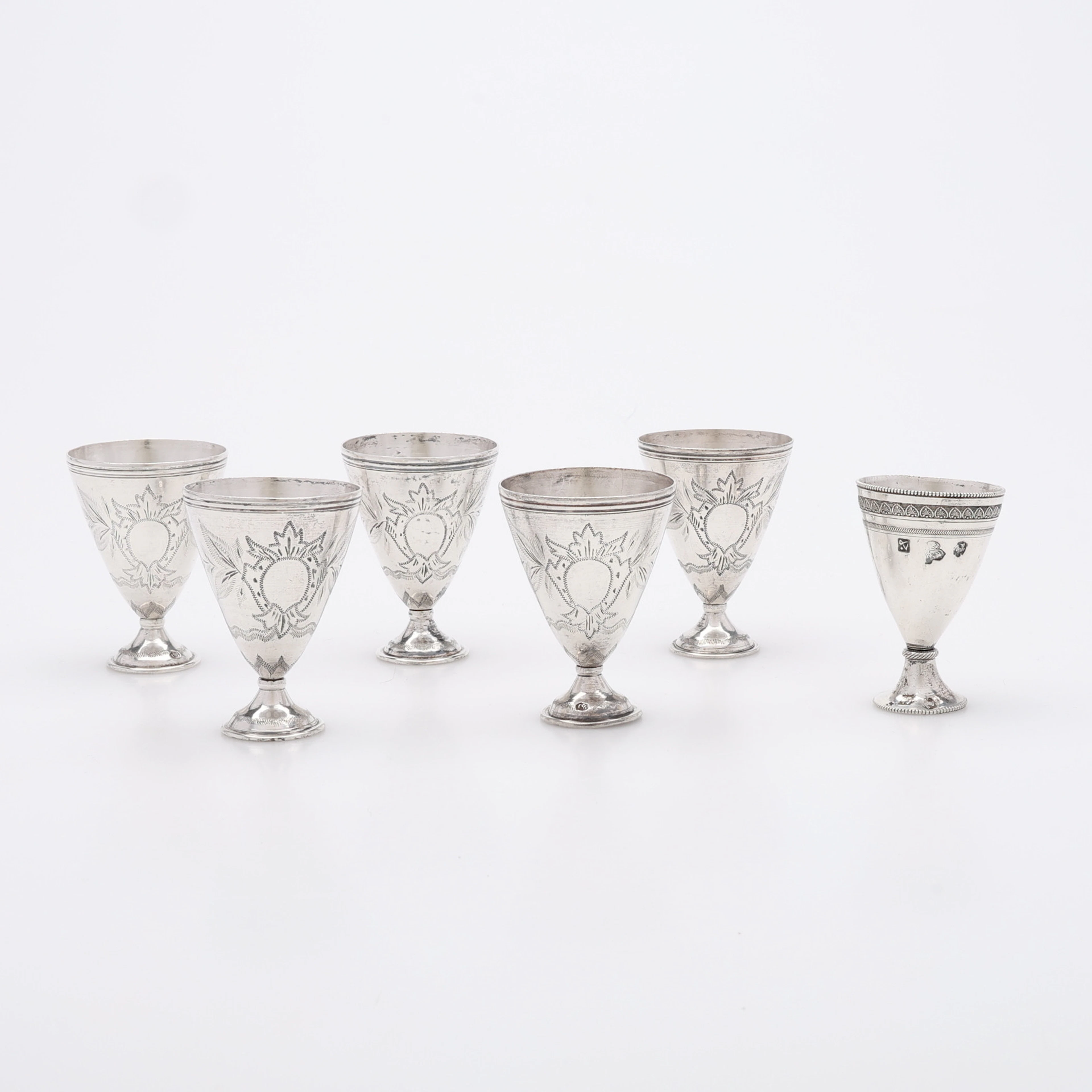 ZARFAR, 5+1 ST, silver, Osmanska riket, före 1923. totalt 256 g.