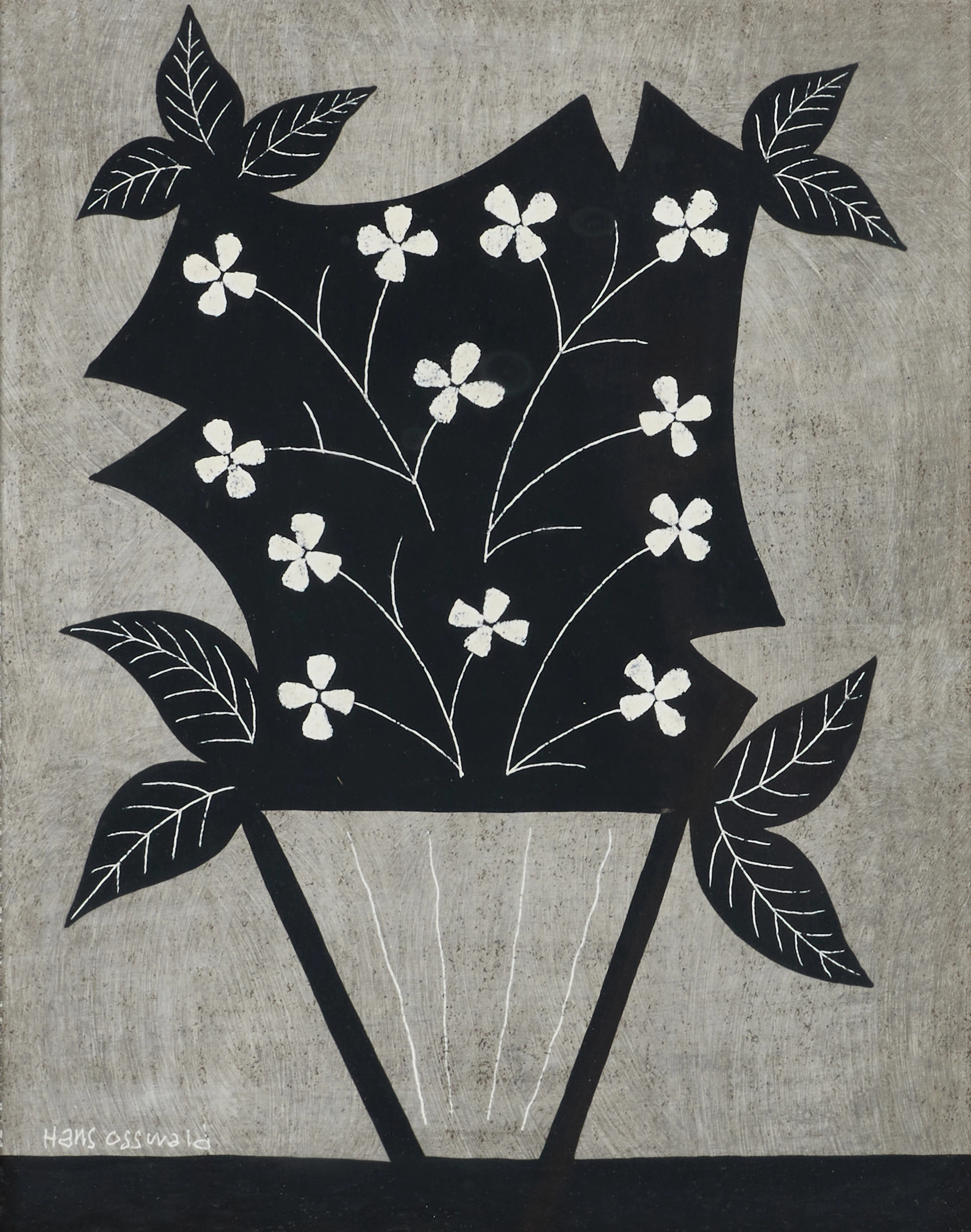 HANS OSSWALD (SVERIGE, 1919–1983). Blomsterstilleben, signerad, blandteknik.