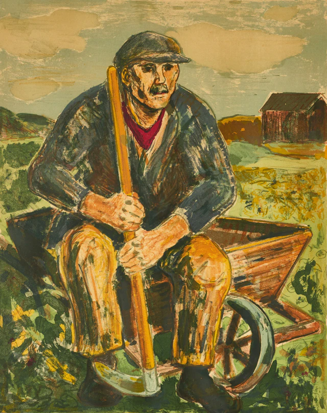 ALBIN AMELIN (1902–1975). Lantbrukare, 1948, signerad Albin i Kramfors