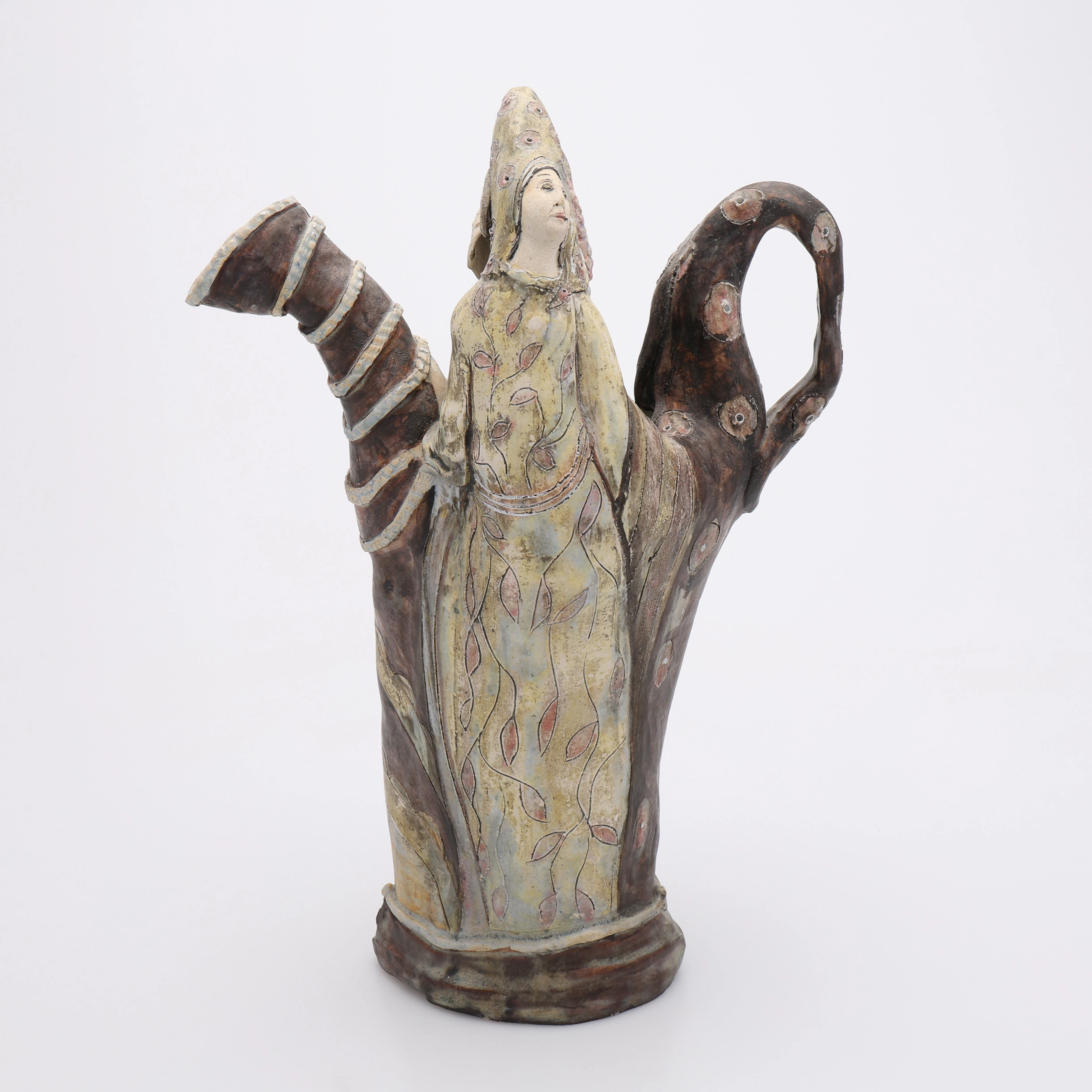 SONJA THUNBORG 1936-. SKULPTURAL KANNA, GLASERAT STENGODS.