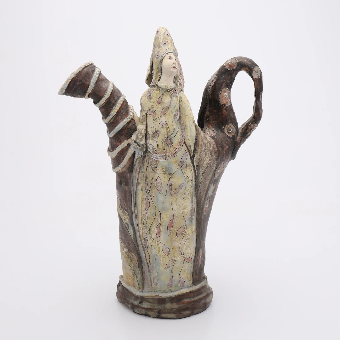 SONJA THUNBORG 1936-. SKULPTURAL KANNA, GLASERAT STENGODS.