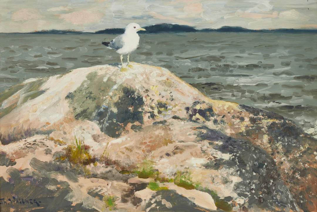 THURE WALLNER (1888-1965). "Fiskmås", signerad, olja på pannå.