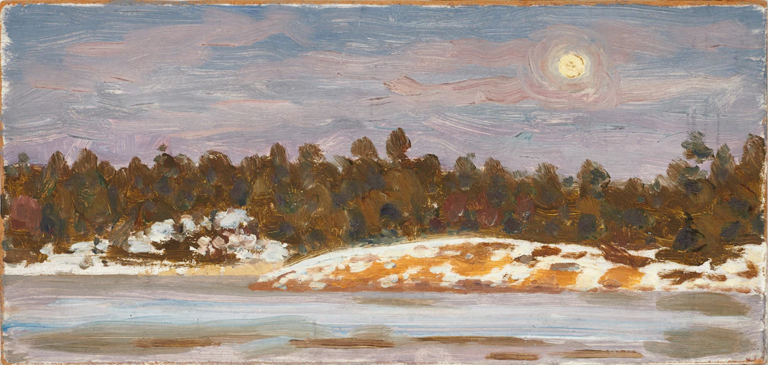 IVAN HUMBLA (SVERIGE, 1888–1962): Skärgård i månsken, olja på pannå.