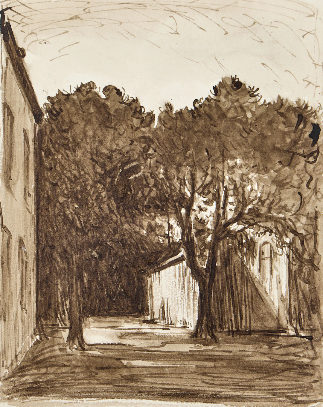 KARL NORDSTRÖM (Tjörn 1855-1923 Drottningholm). Landskap med hus