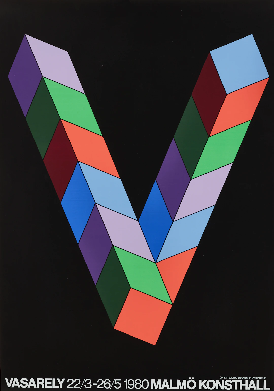 VICTOR VASARELY. 3, affischer varav en utställningsaffisch Malmö konsthall