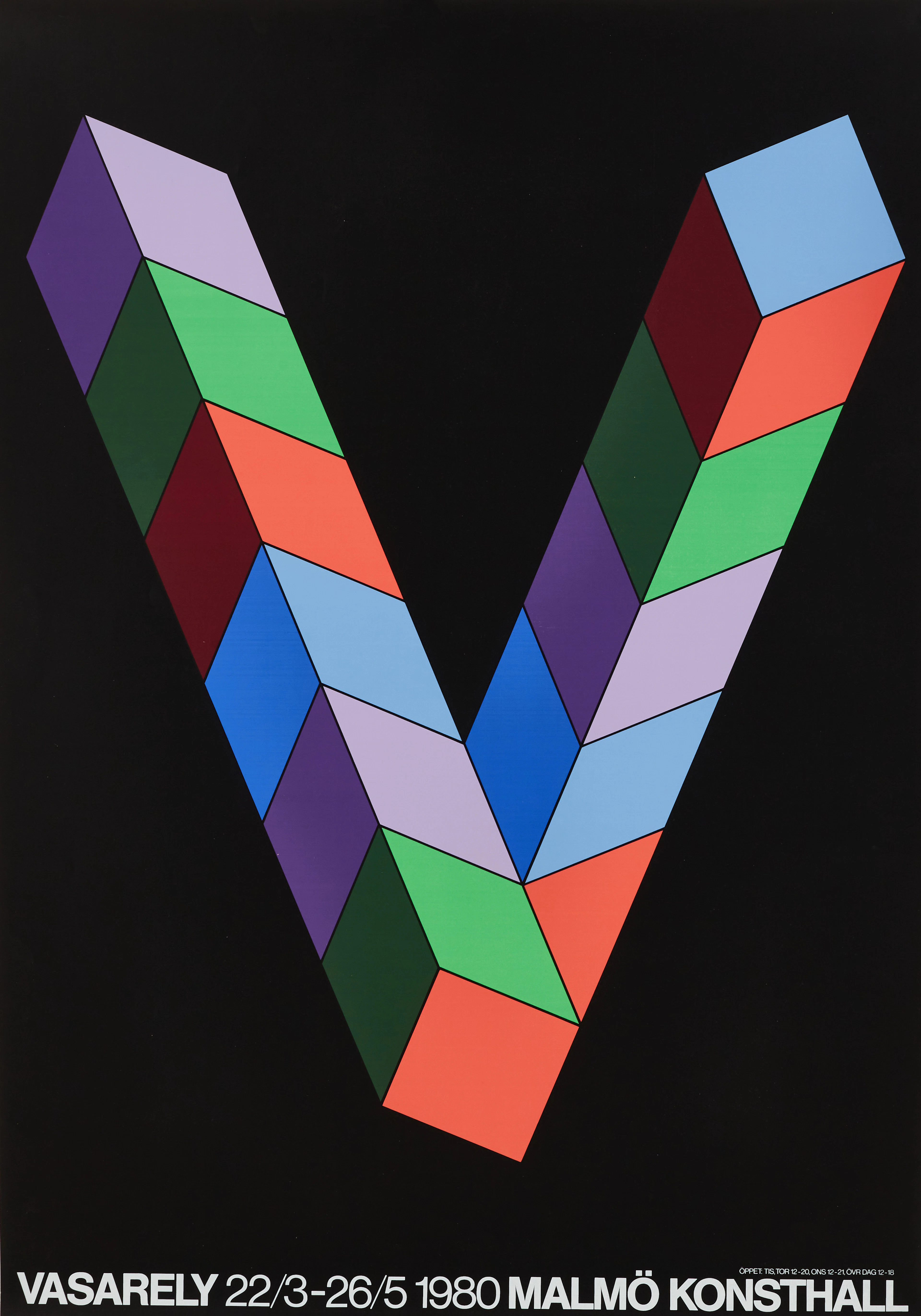 VICTOR VASARELY. 3, affischer varav en utställningsaffisch Malmö konsthall