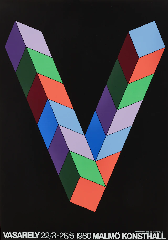 VICTOR VASARELY. 3, affischer varav en utställningsaffisch Malmö konsthall