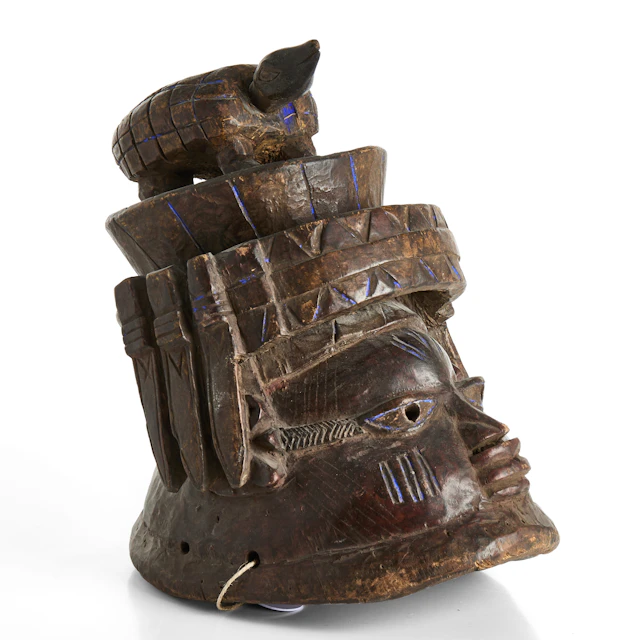 DANSMASK, Yoruba, Nigeria "Gelede", 1900-talets andra hälft.