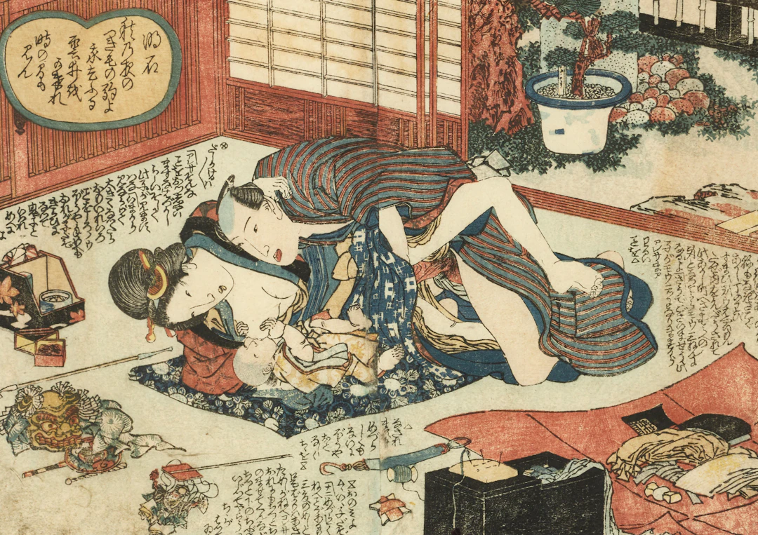 SHUNGA, träsnitt, 1800-tal.