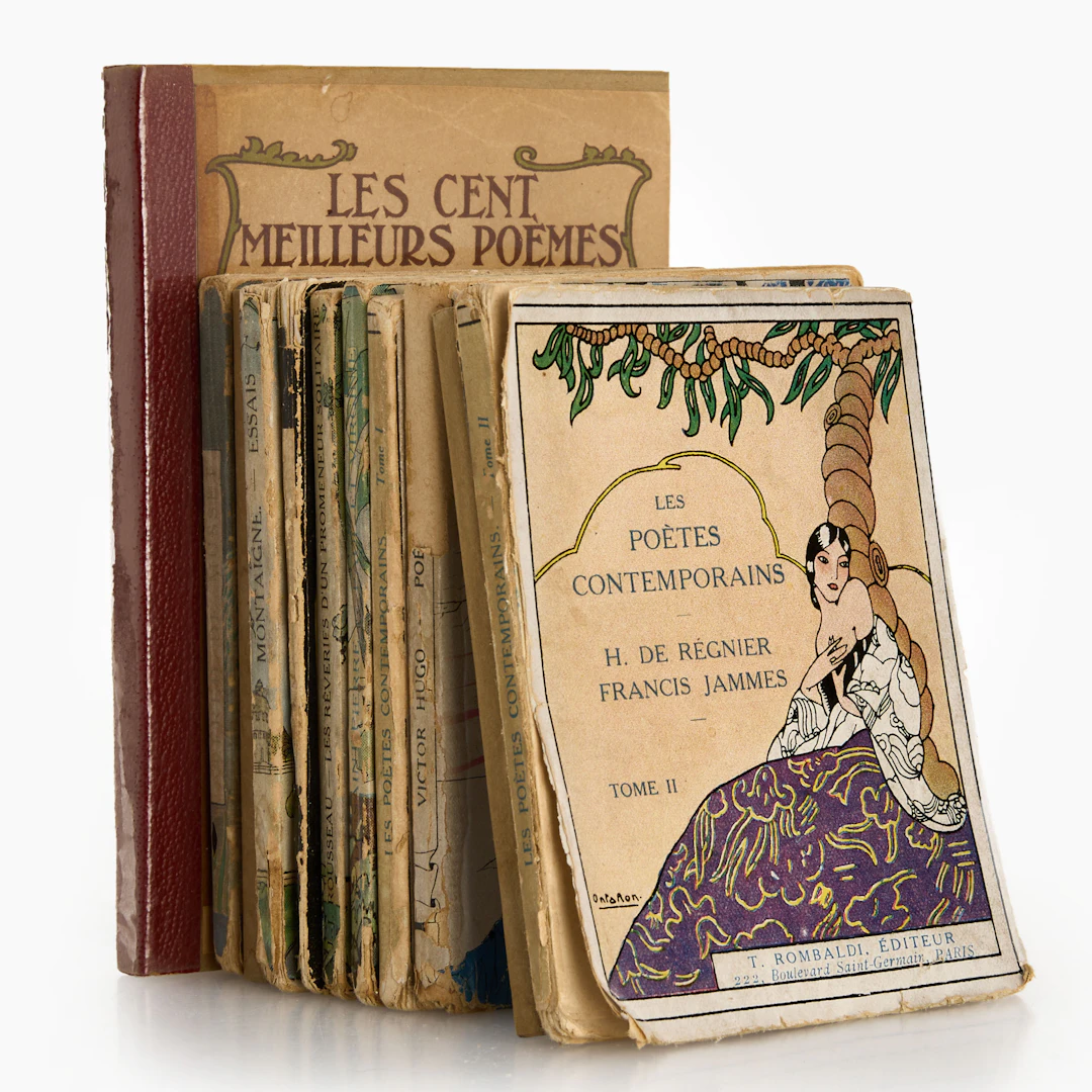 FICKBÖCKER, 11 st., 1920/30-tal, franska, bland annat Victor Hugo, Rousseau.