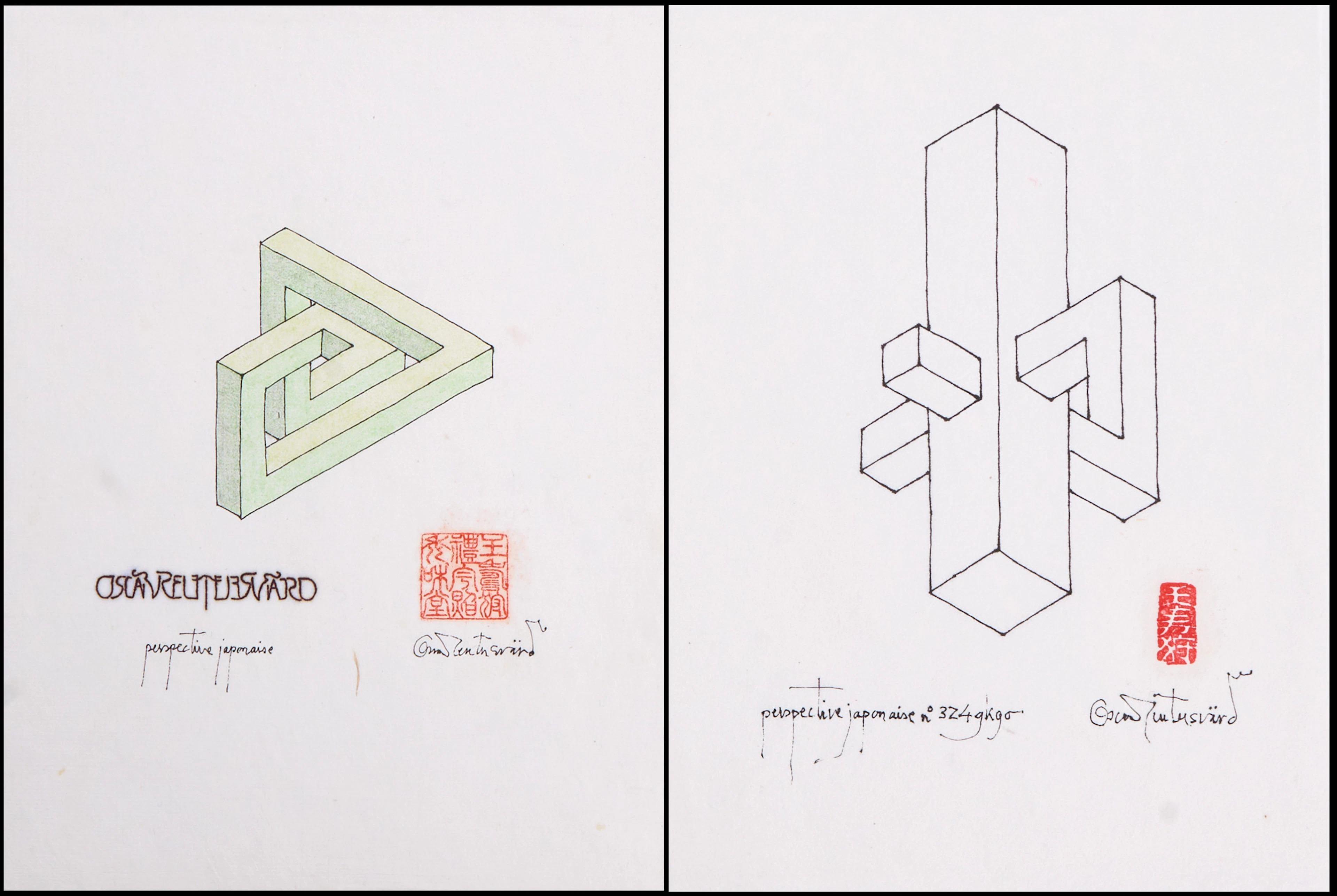 OSCAR REUTERSVÄRD (Sverige, 1915-2002), (2), Perspective japonaise