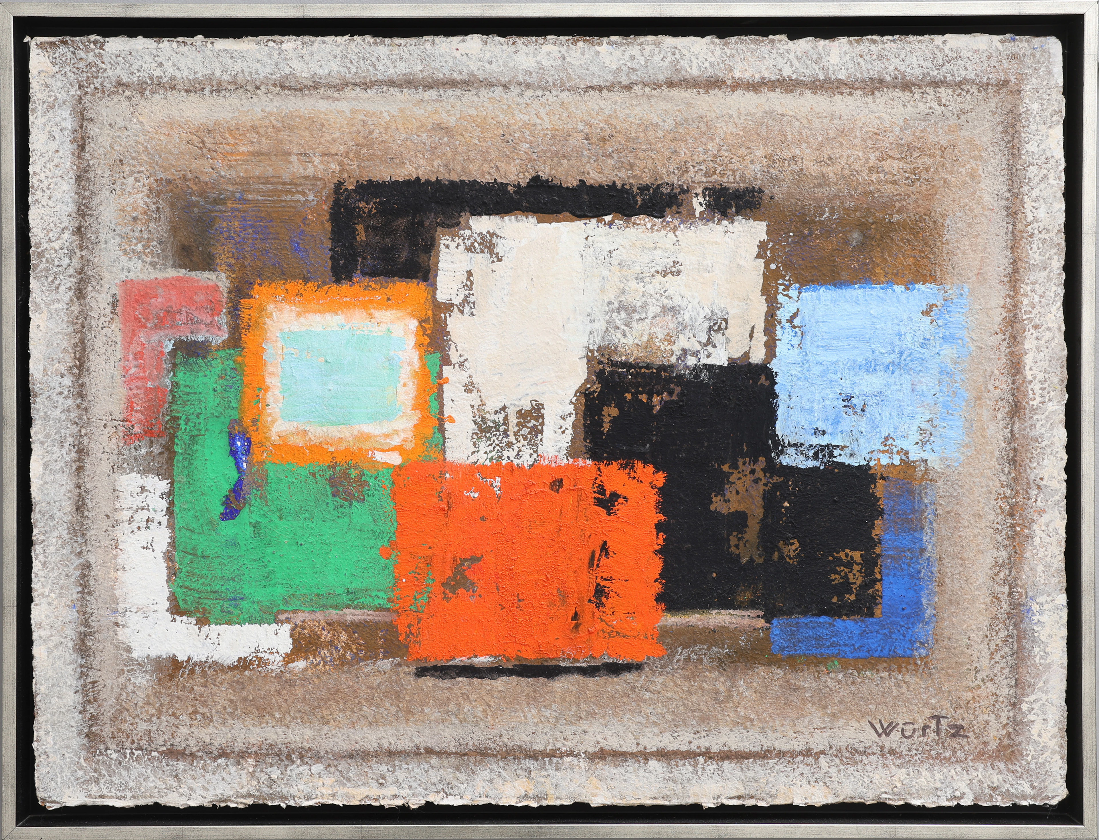 JOHN WÜRTZ 1946-. OLJA PÅ PAPPER, ABSTRAKT KOMPOSITION, SIGNERAD.