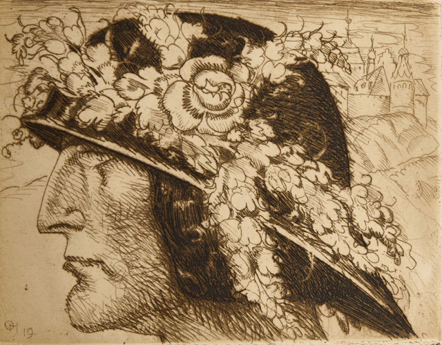 OLLE HJORTZBERG (Sverige, 1872-1959), Porträtt, signerade, 2 etsningar