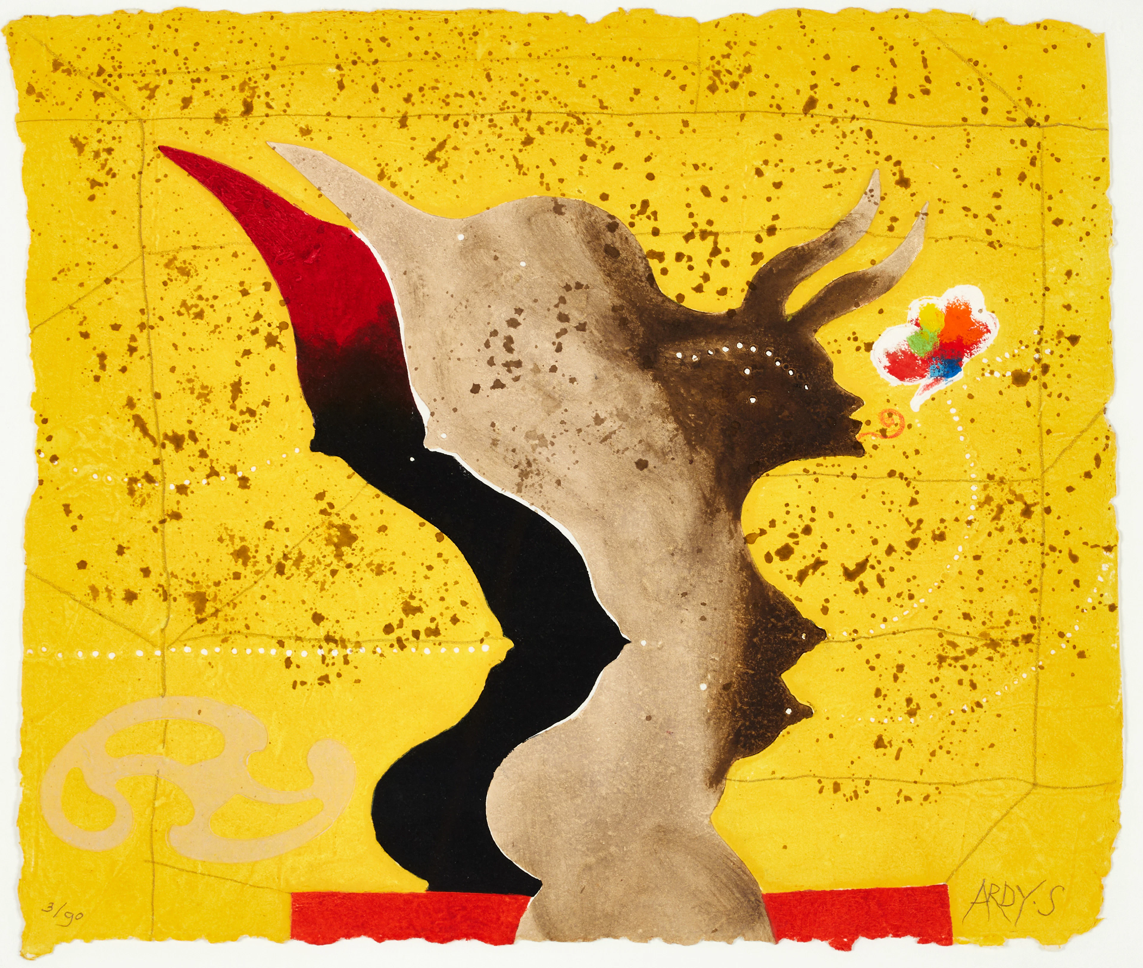 ARDY STRÜWER (1939-2023). "Yellow Butterfly," signerad och numrerad