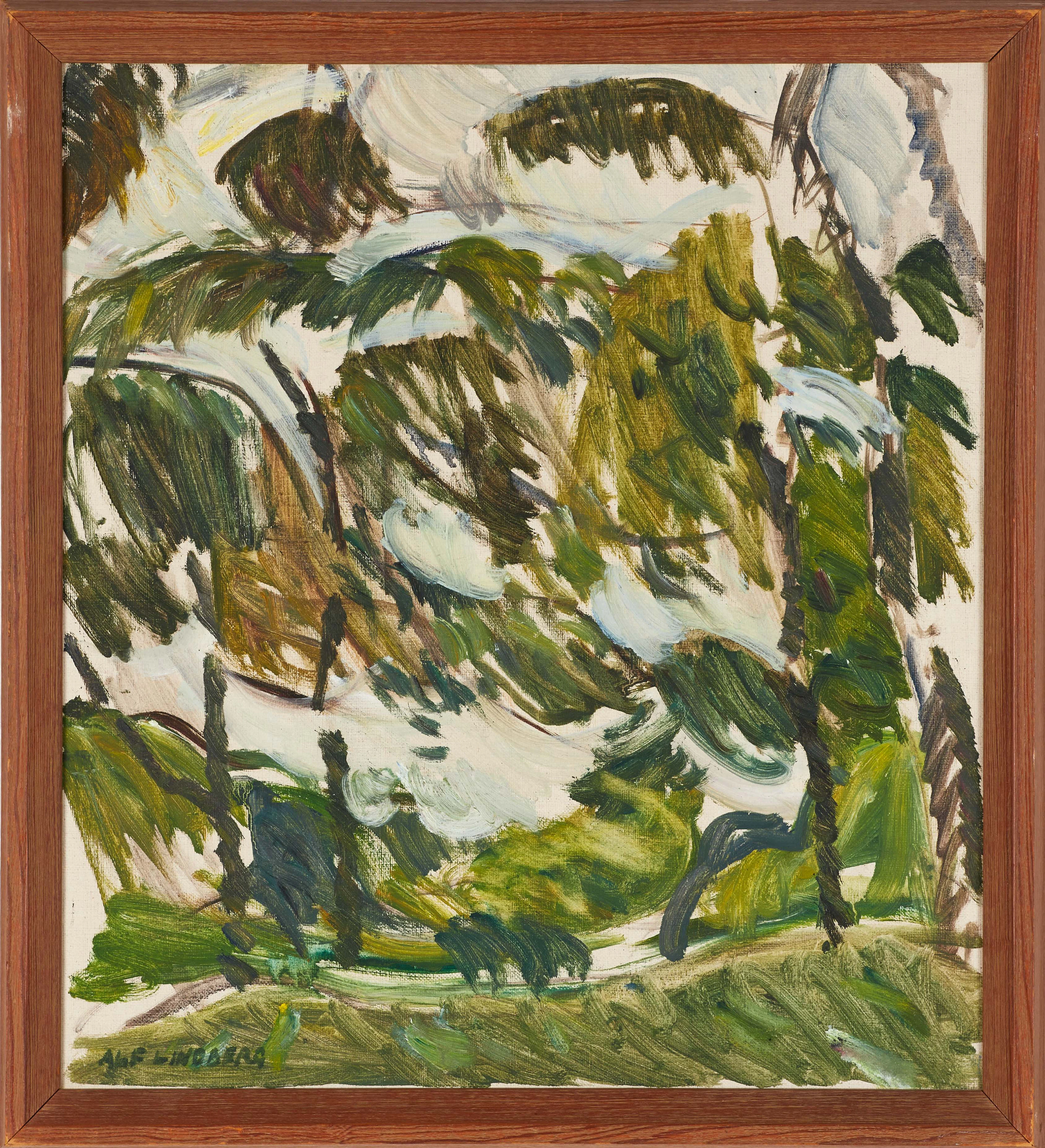 ALF LINDBERG (1905-1990). "Tidig morgon vägen till Lockarebäck", signerad
