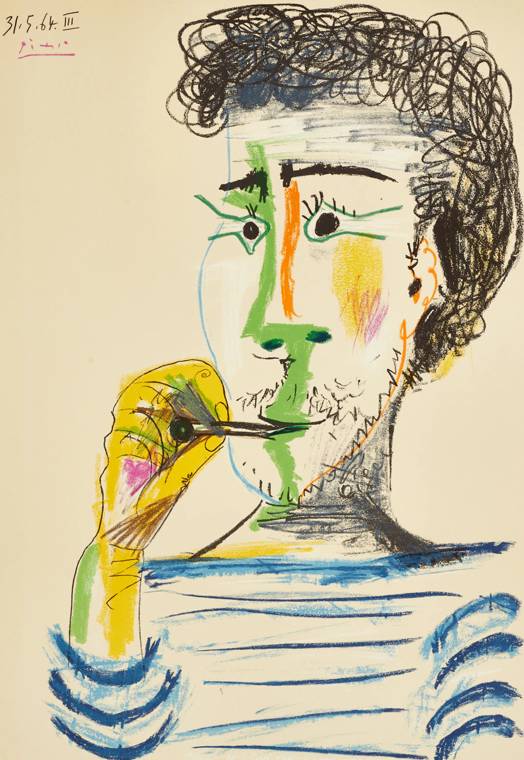 PABLO PICASSO (1881-1973). "Le fumeur", 1966, Galerie du Passeur