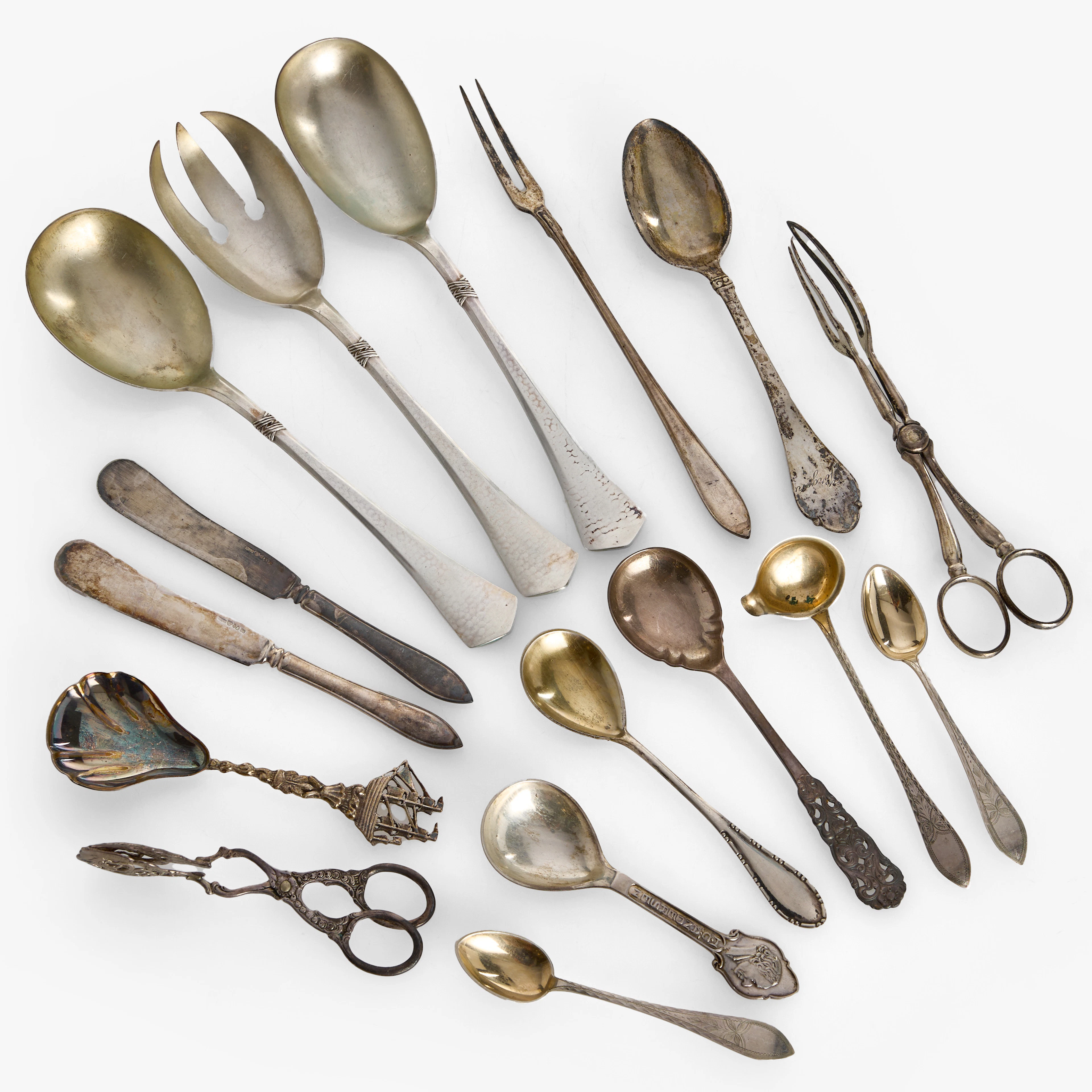 BESTICK, 16 delar, silver, mestadels Danmark, blandade modeller och