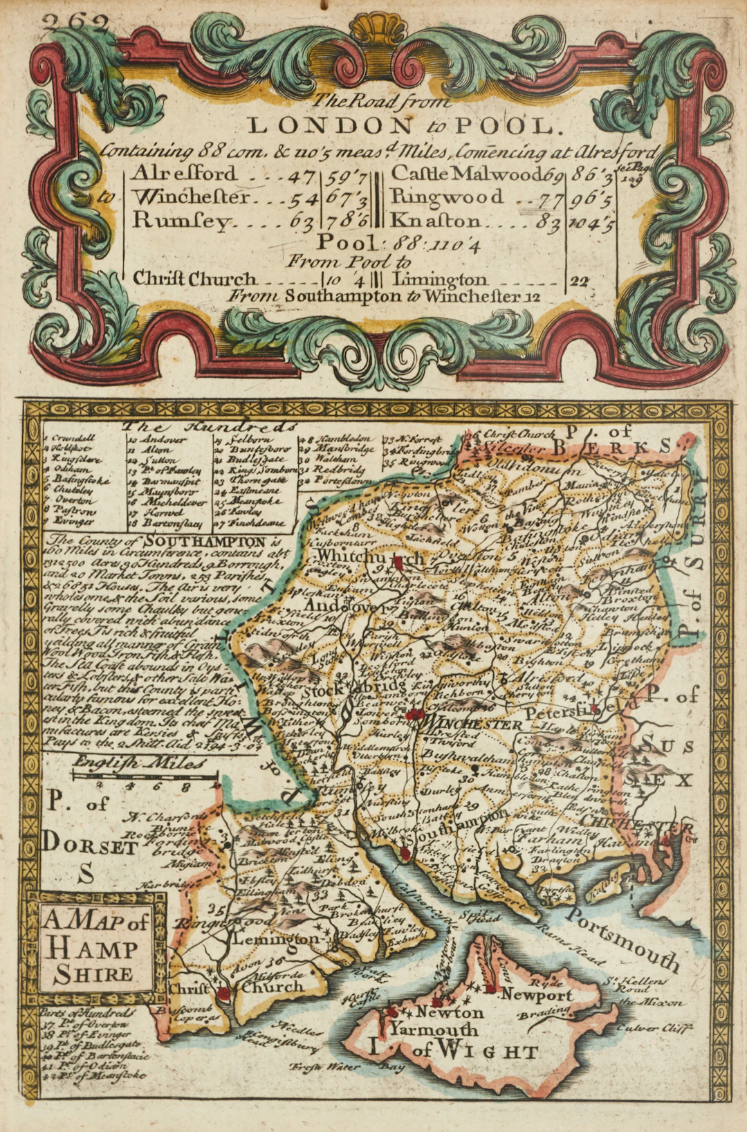 KARTA (1720), Hampshire "The Road from London to Pool", senare utgåva
