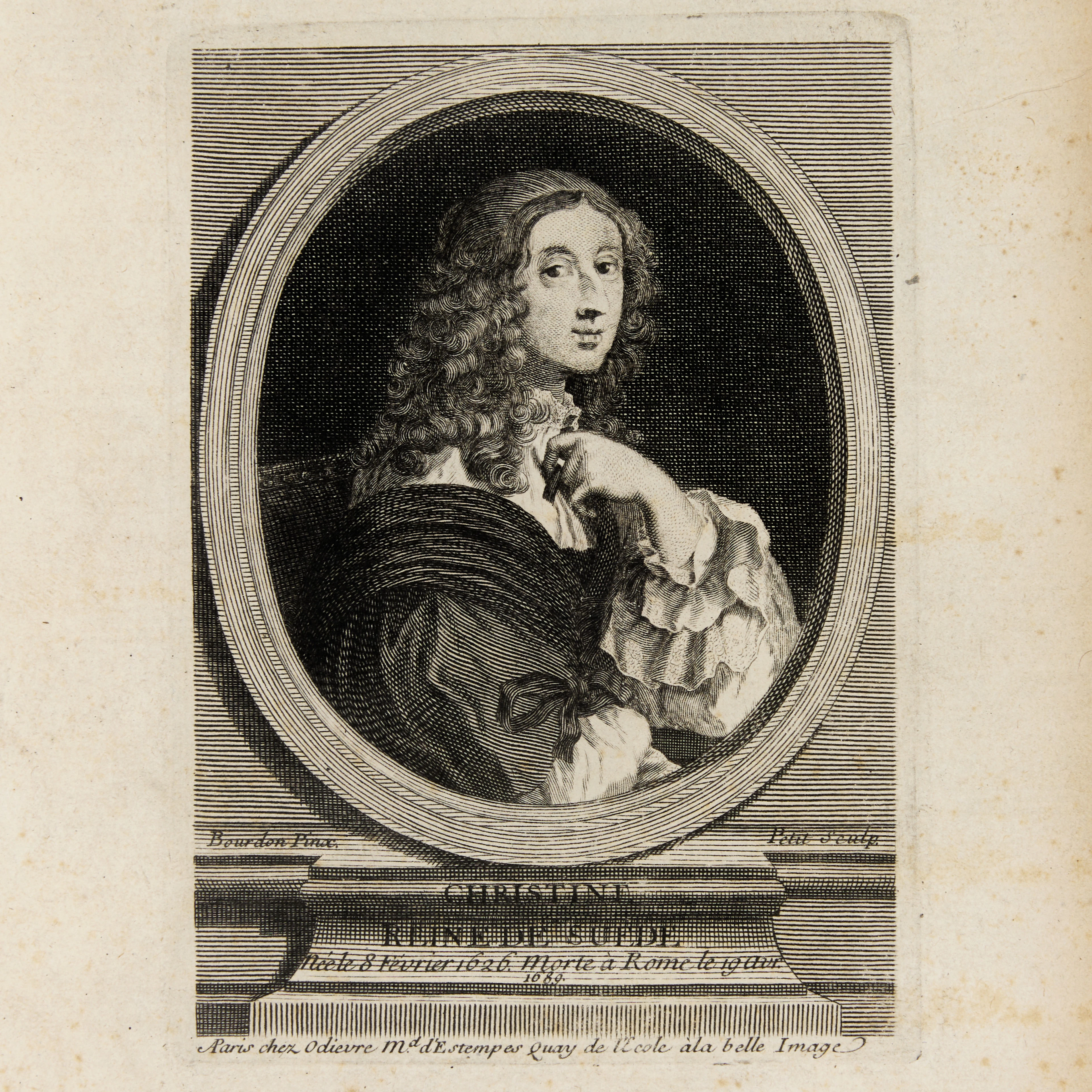 DROTTNING CHRISTINA, två kopparstick, 1600- och 1700-tal.