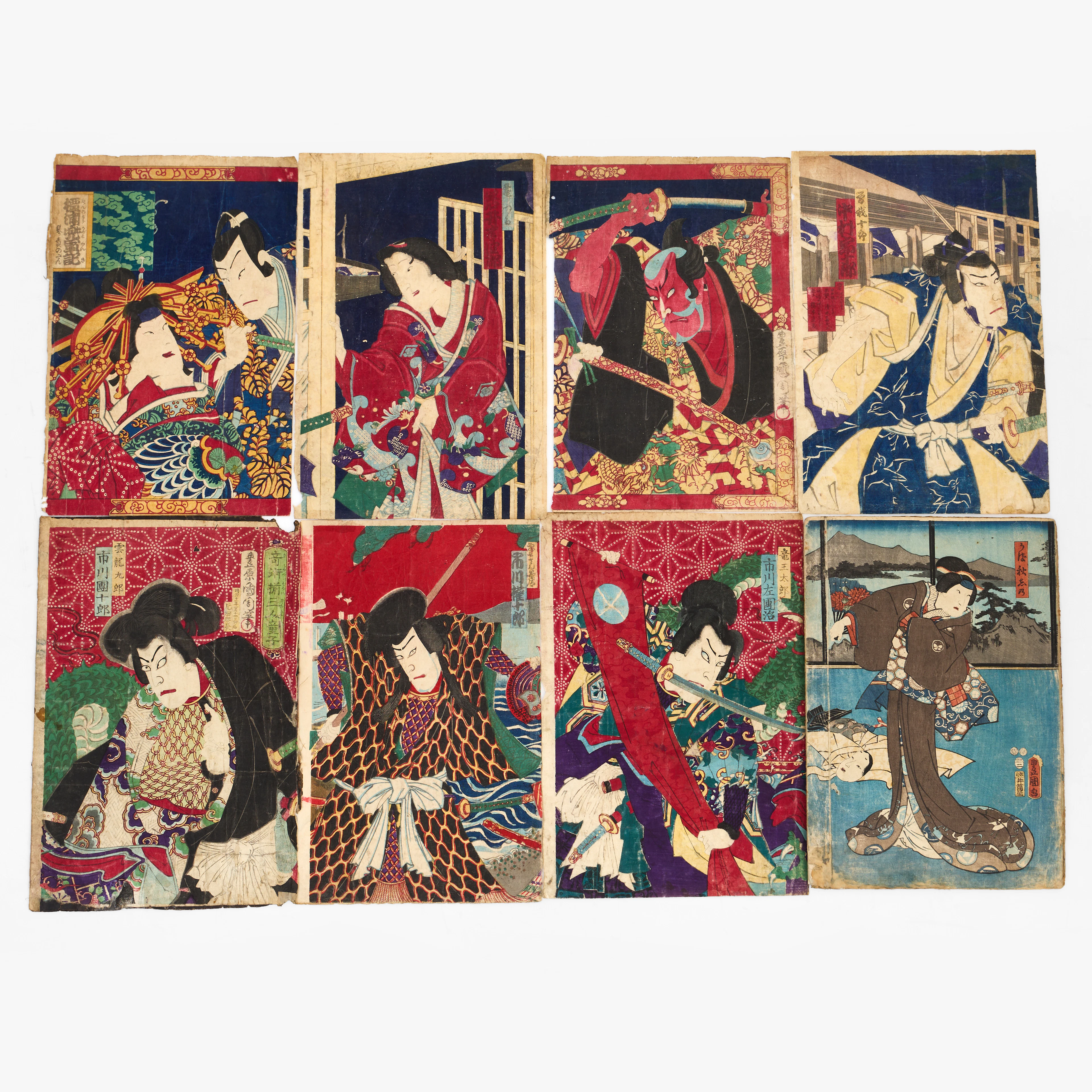 JAPANSKA TRÄSNITT (10 st), olika konstnärer, 1800-talets andra hälft