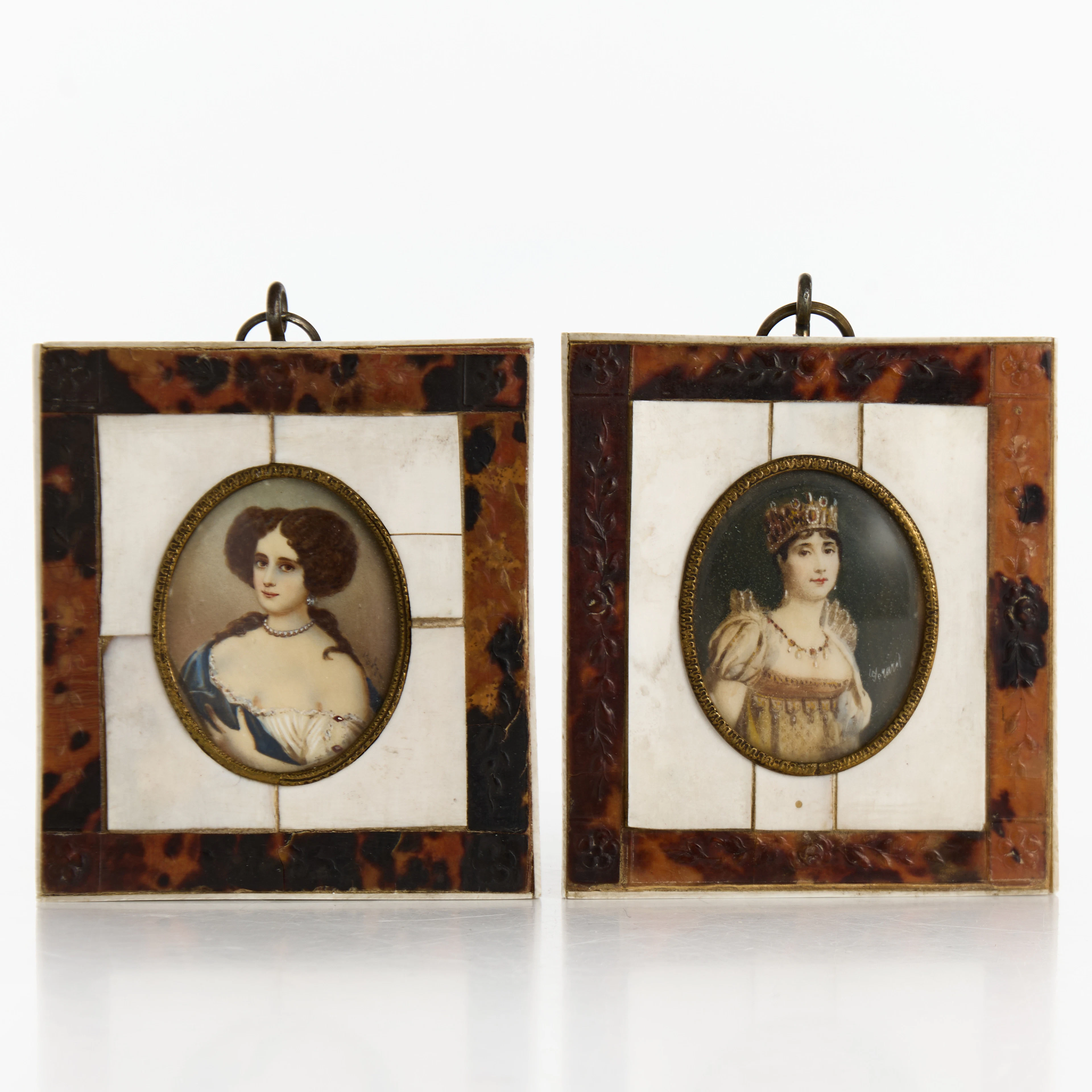 MINIATYRPORTRÄTT, 2 st, 1800-tal, ett föreställande Joséphine de Beauharnais.