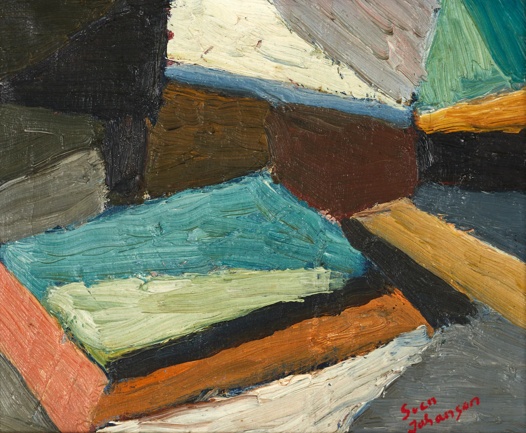 SVEN JOHANSSON (1916-1990). Konkret komposition, signerad, olja på duk.