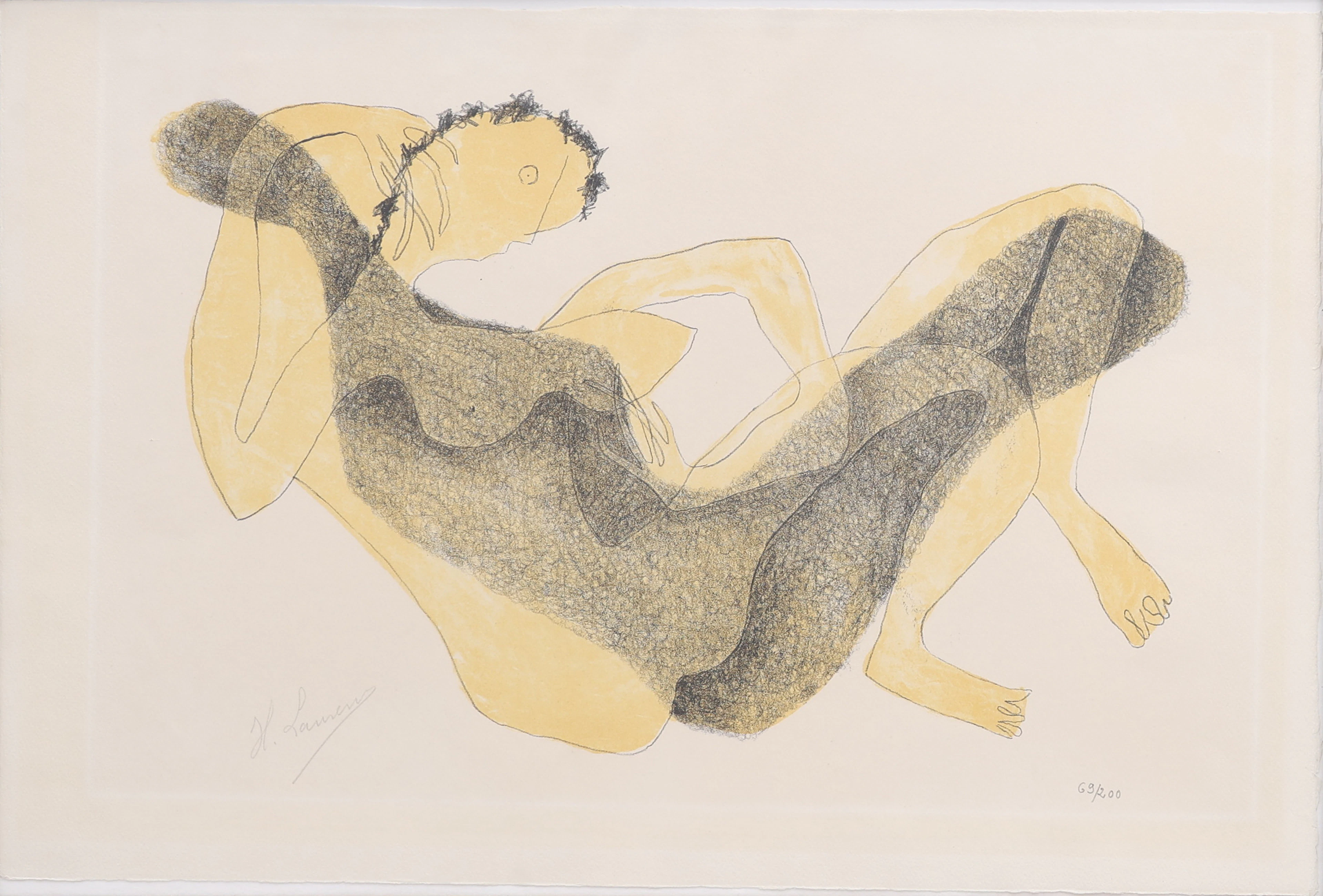 HENRI LAURENS. LITOGRAFI, "FEMME ALONG AU BRAS LEVÉ", SIGNERAD OCH
