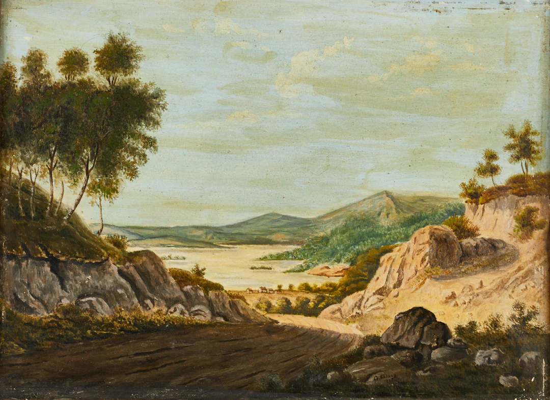 G. EKBERG,(1800-tal): Landskap, signerad och daterad G. Ekberg, olja