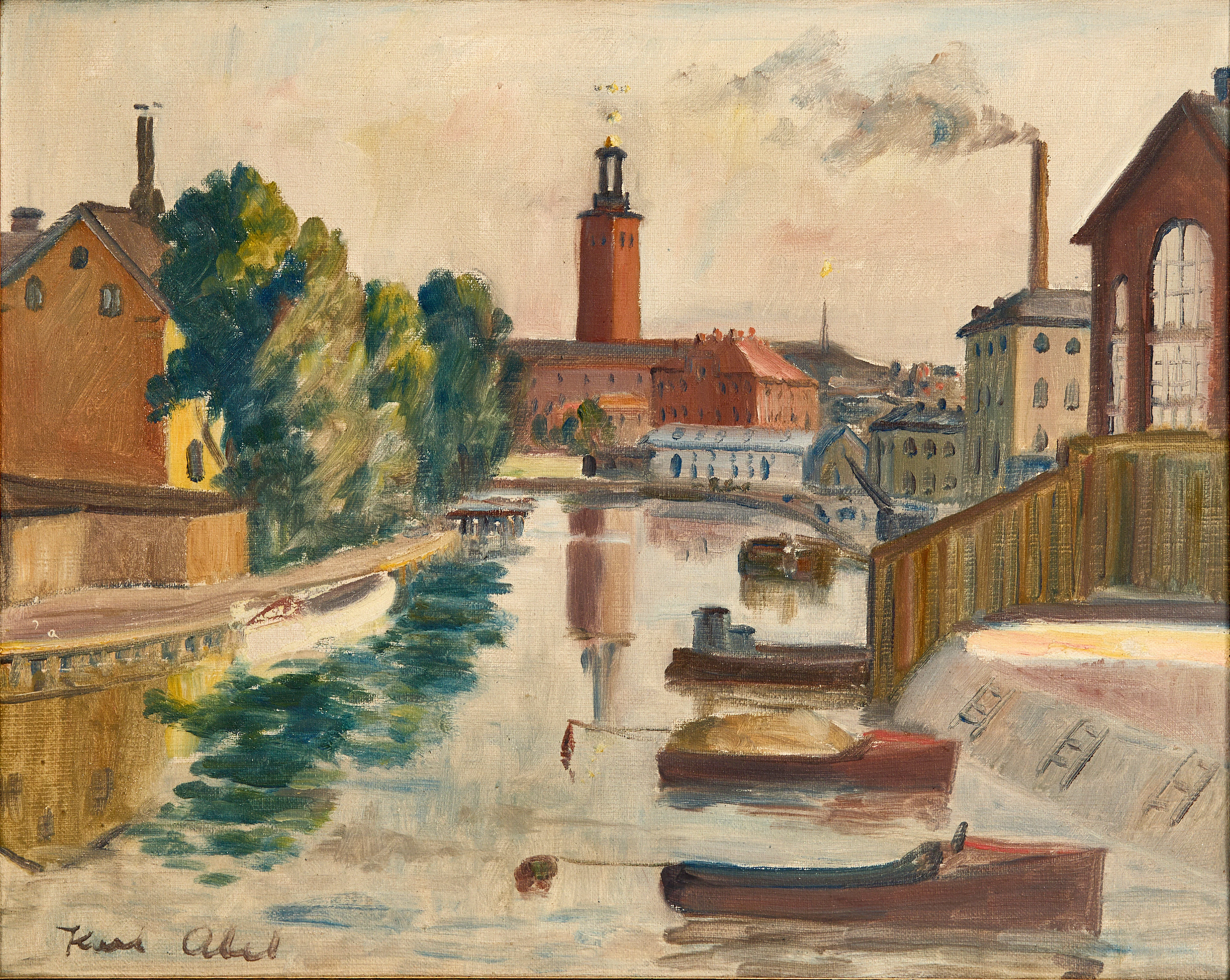 KARL ABEL ANDERSSON (Säter 1893-1947 Stockholm): Stadshuset, signerad