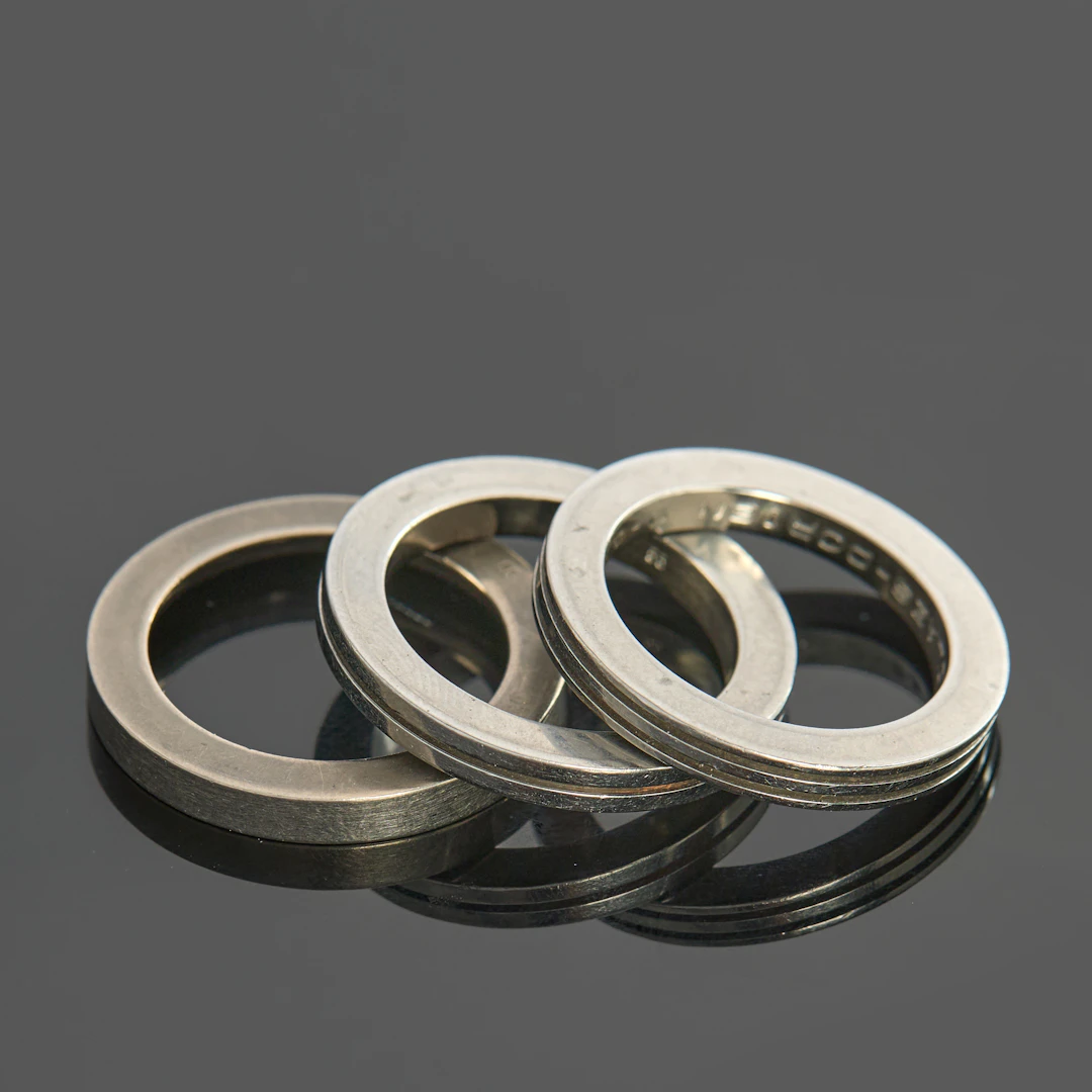 CARL DAU. Ringar, 3 st, titanium, tyskland.