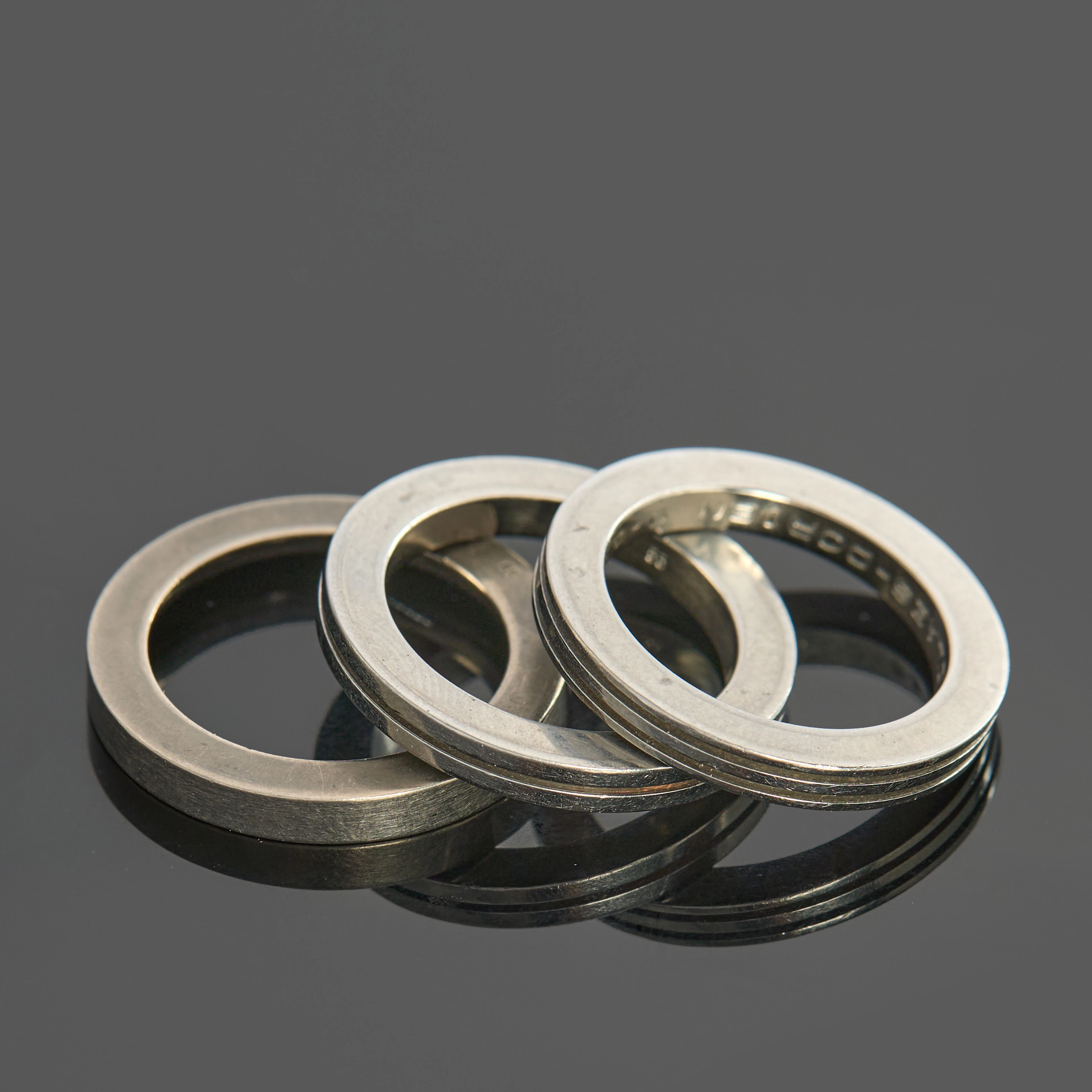 CARL DAU. Ringar, 3 st, titanium, tyskland.