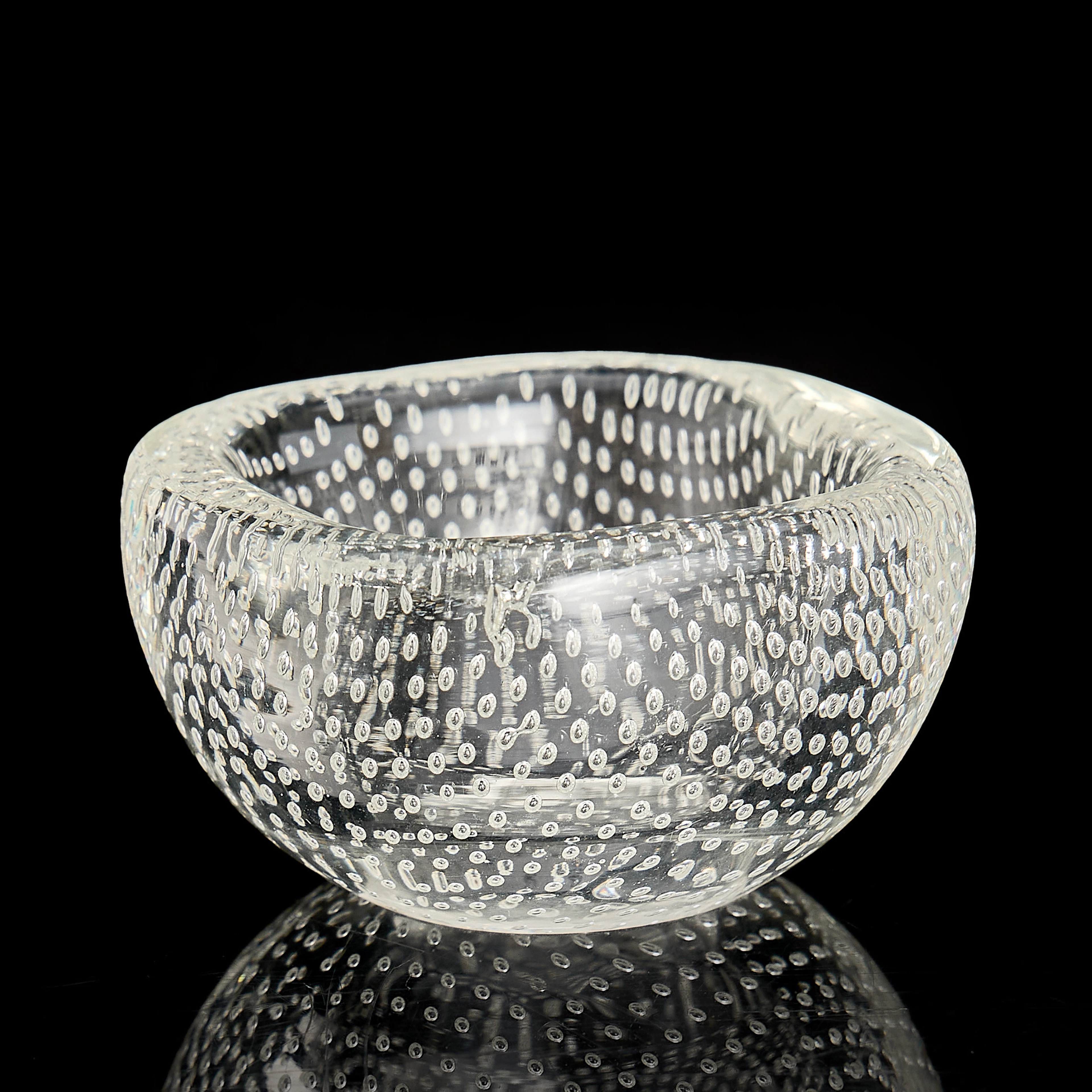 SKÅL, glas, Murano, Italien, 1900-talets mitt. Klarglas med dekor