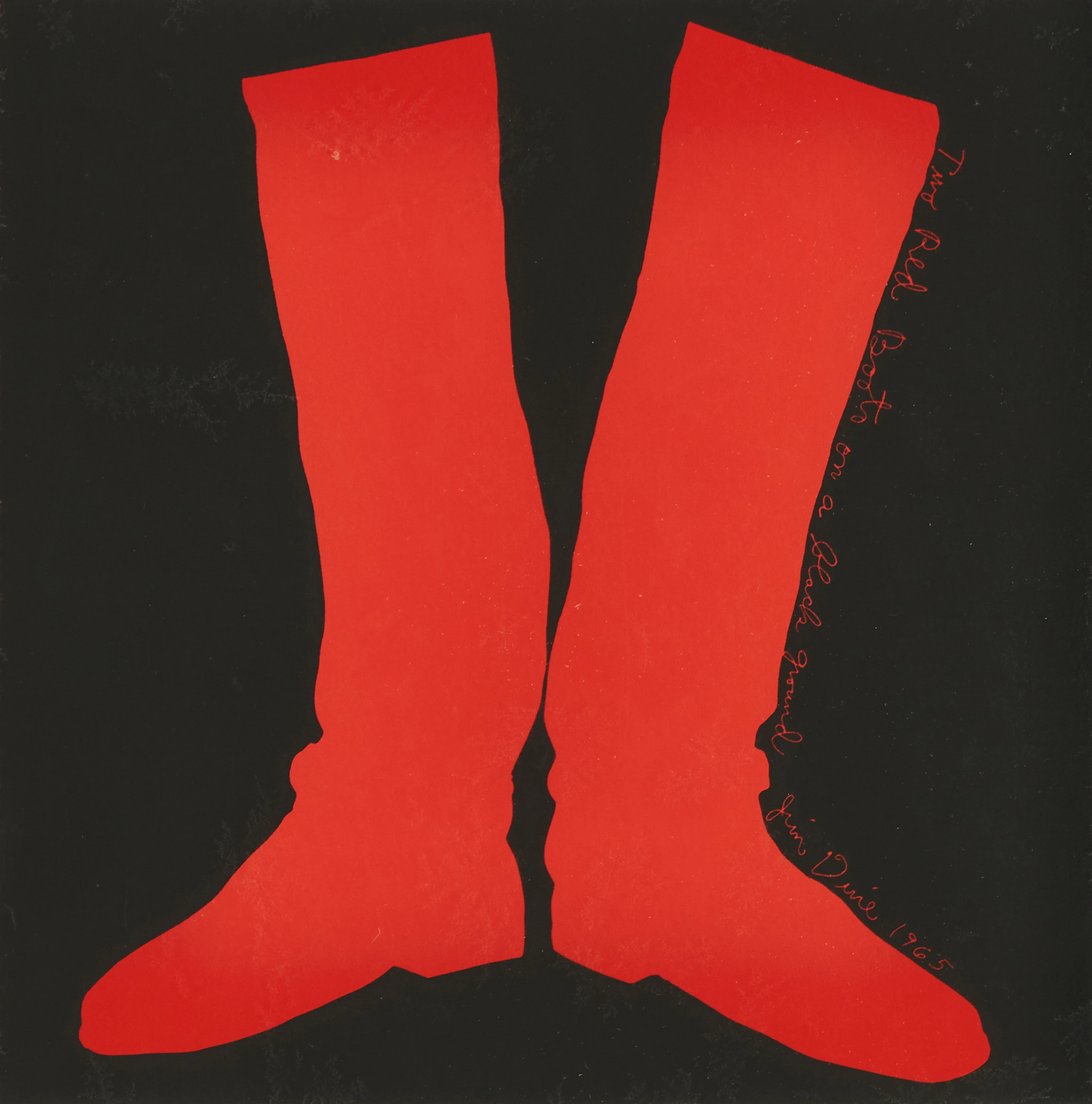 JIM DINE (USA 1935). "Red Boots on Black Ground", 1965, serigrafi.