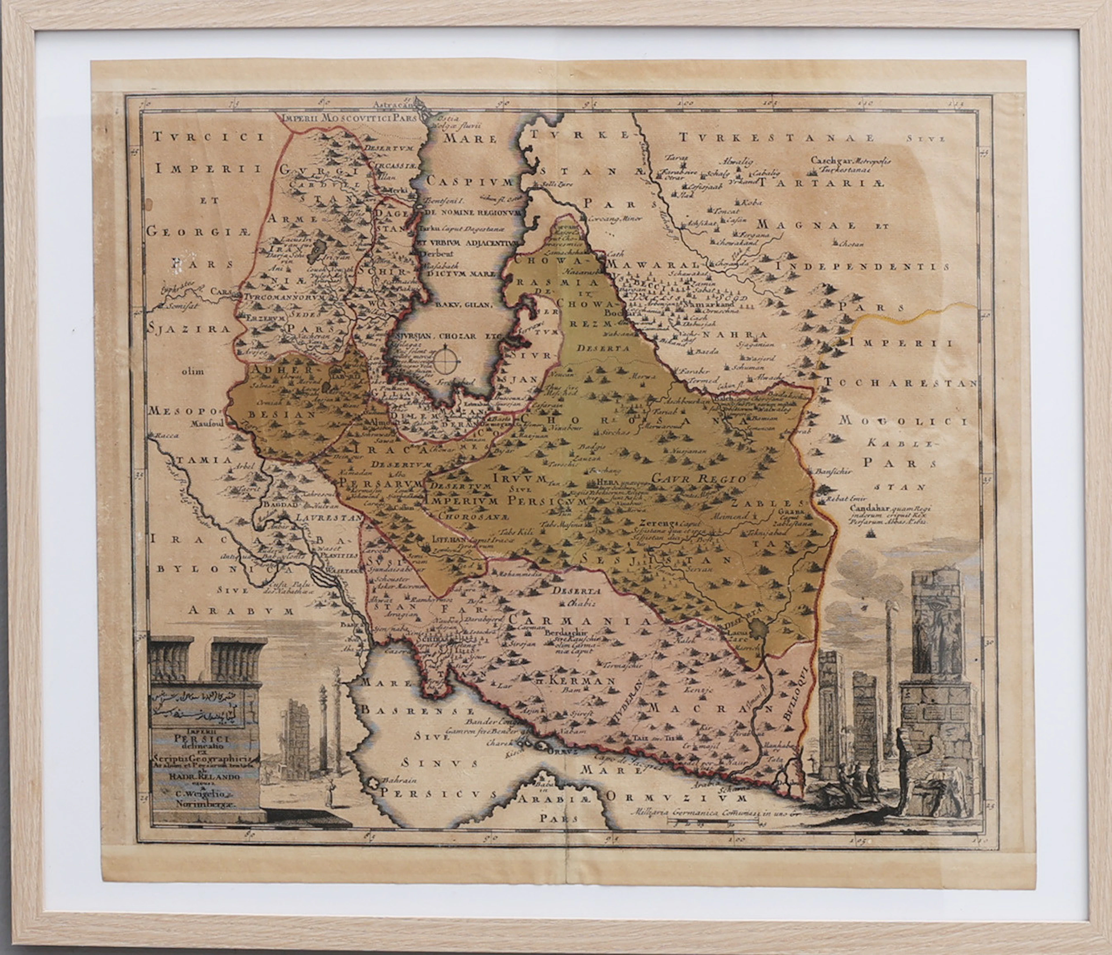 ANTIK KARTA.DEN TYSKE KARTOGRAFEN CHRISTOPHER WEIGELS KARTA ÖVER PERSIEN 1718.