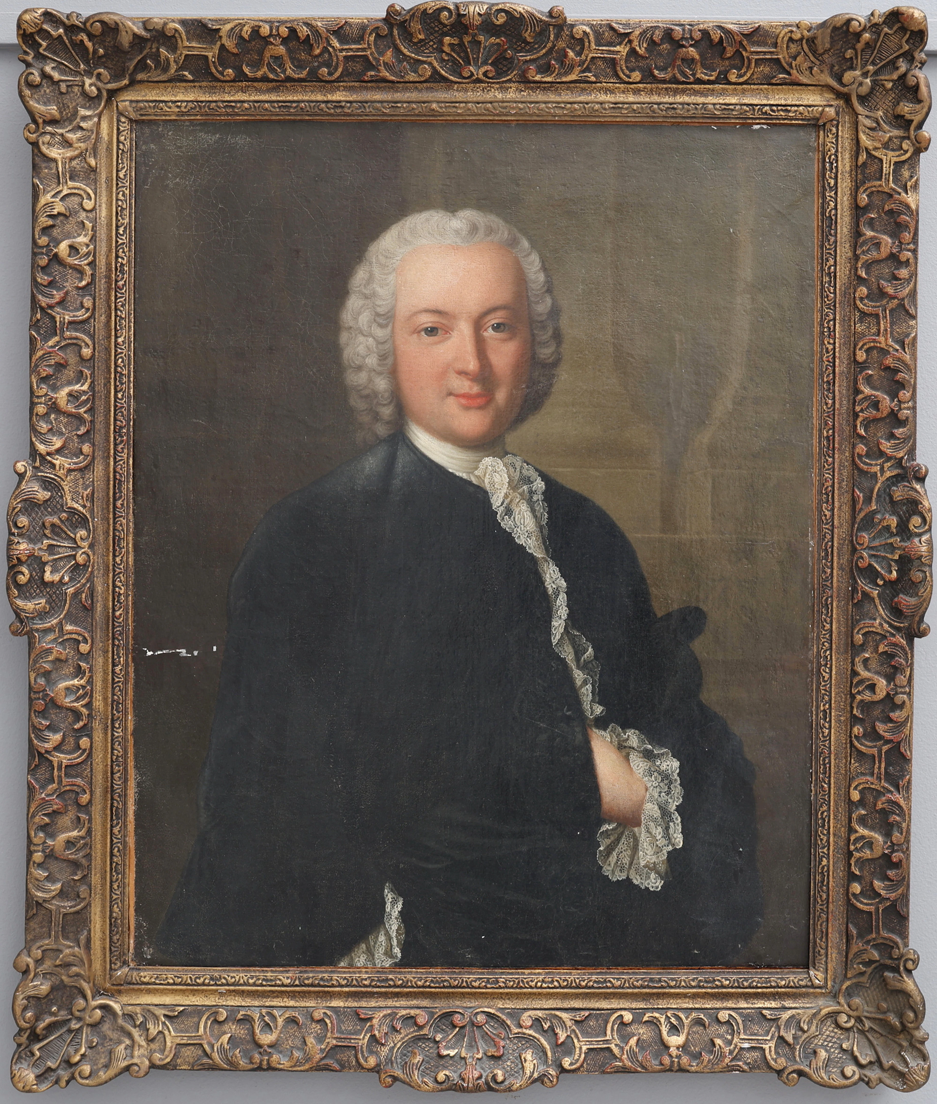 MICHEL HUBERT DESCOURS 1707-1775. TILLSKRIVEN. OLJA PÅ DUK, MANSPORTRÄTT