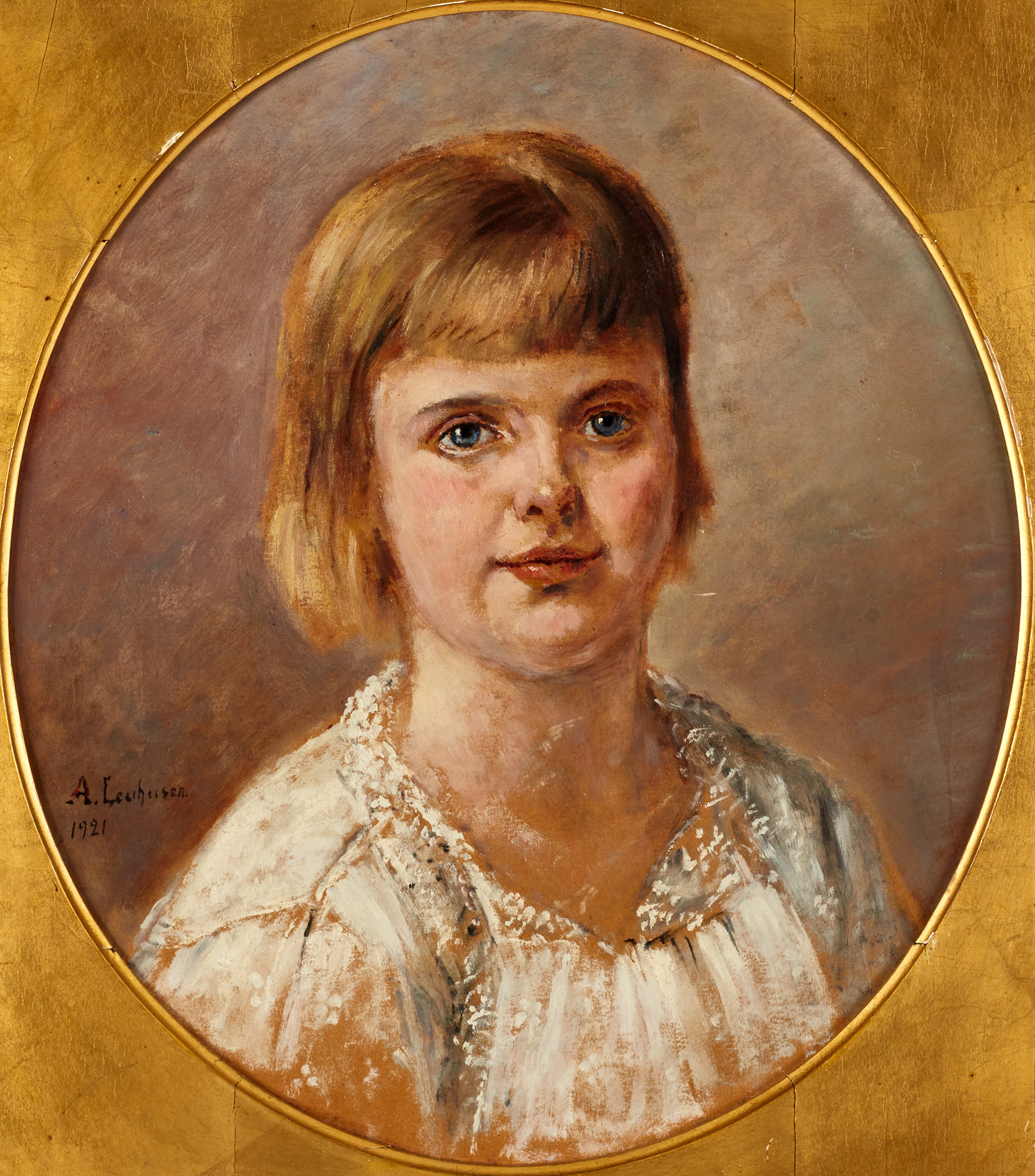 ADELAIDE LEUHUSEN (född Valerius, Sverige, Stockholm 1828-1923), Flickporträtt