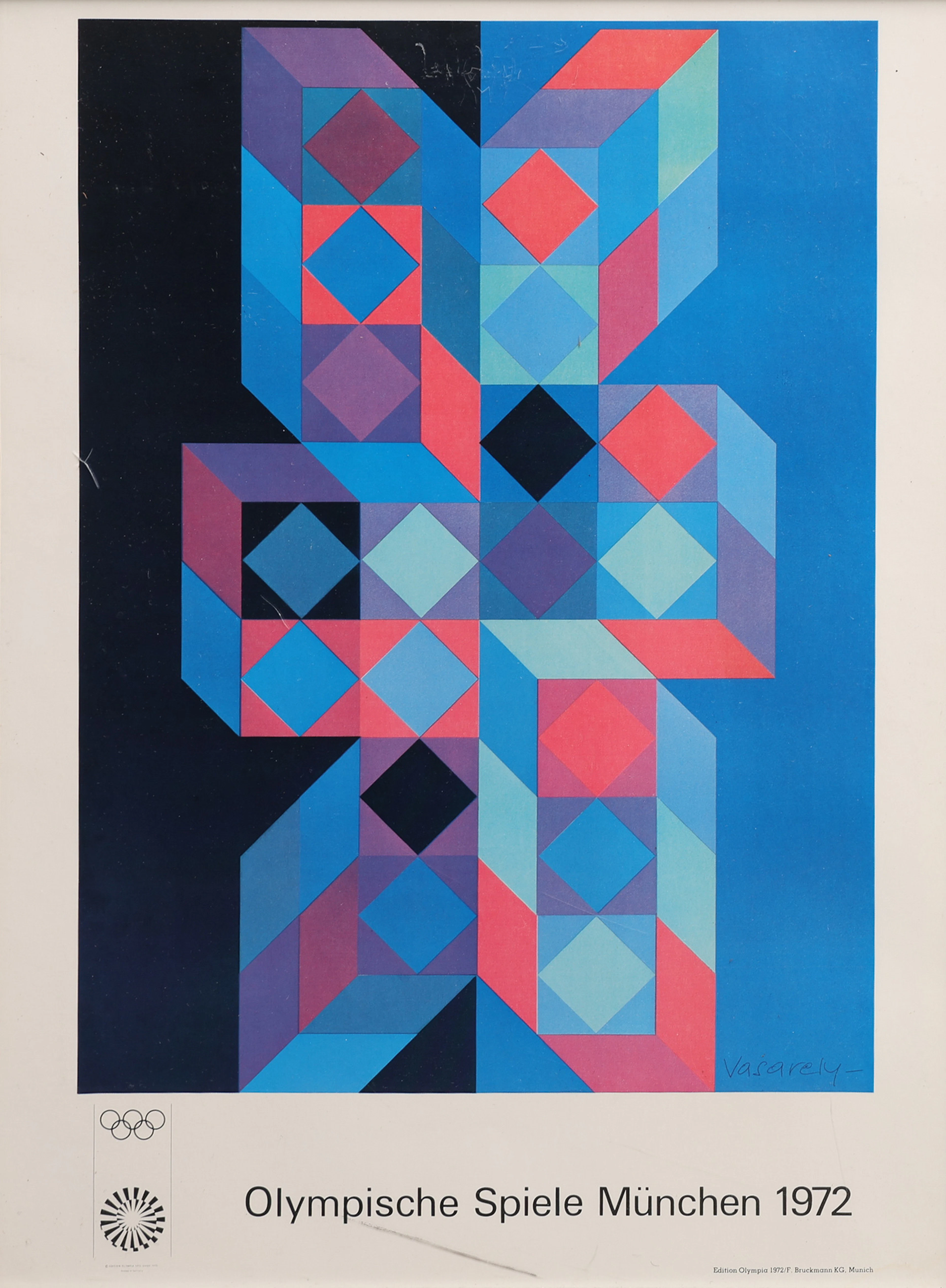 VICTOR VASARELY. AFFISCH, OLYMPISKA SPELEN MÜNCHEN, 1972.