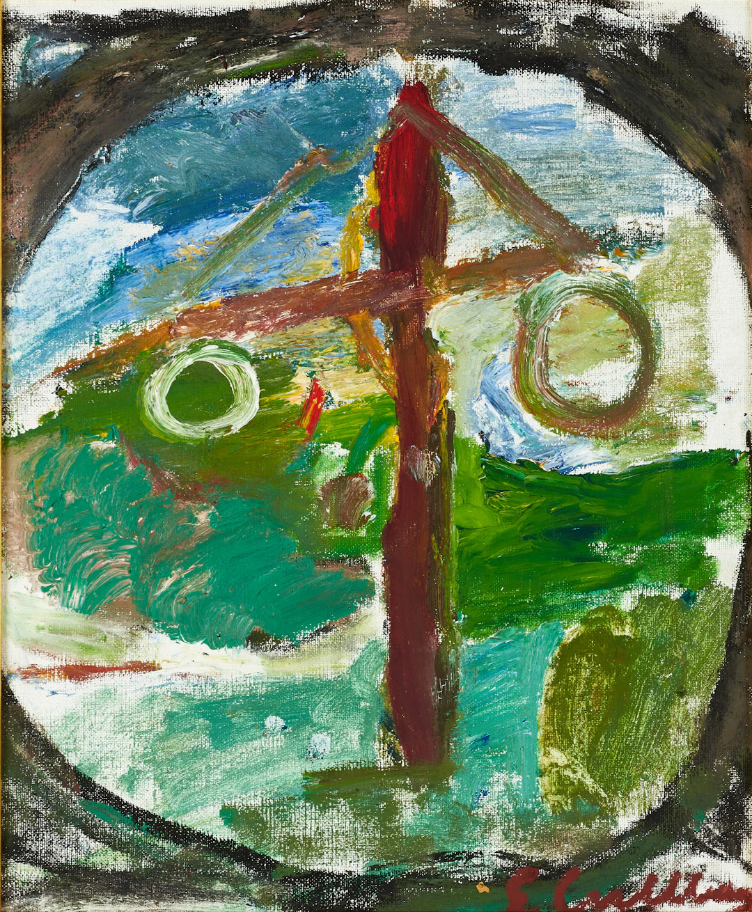 ERLAND CULLBERG (SVERIGE, 1931–2012). Midsommarporträtt, signerad