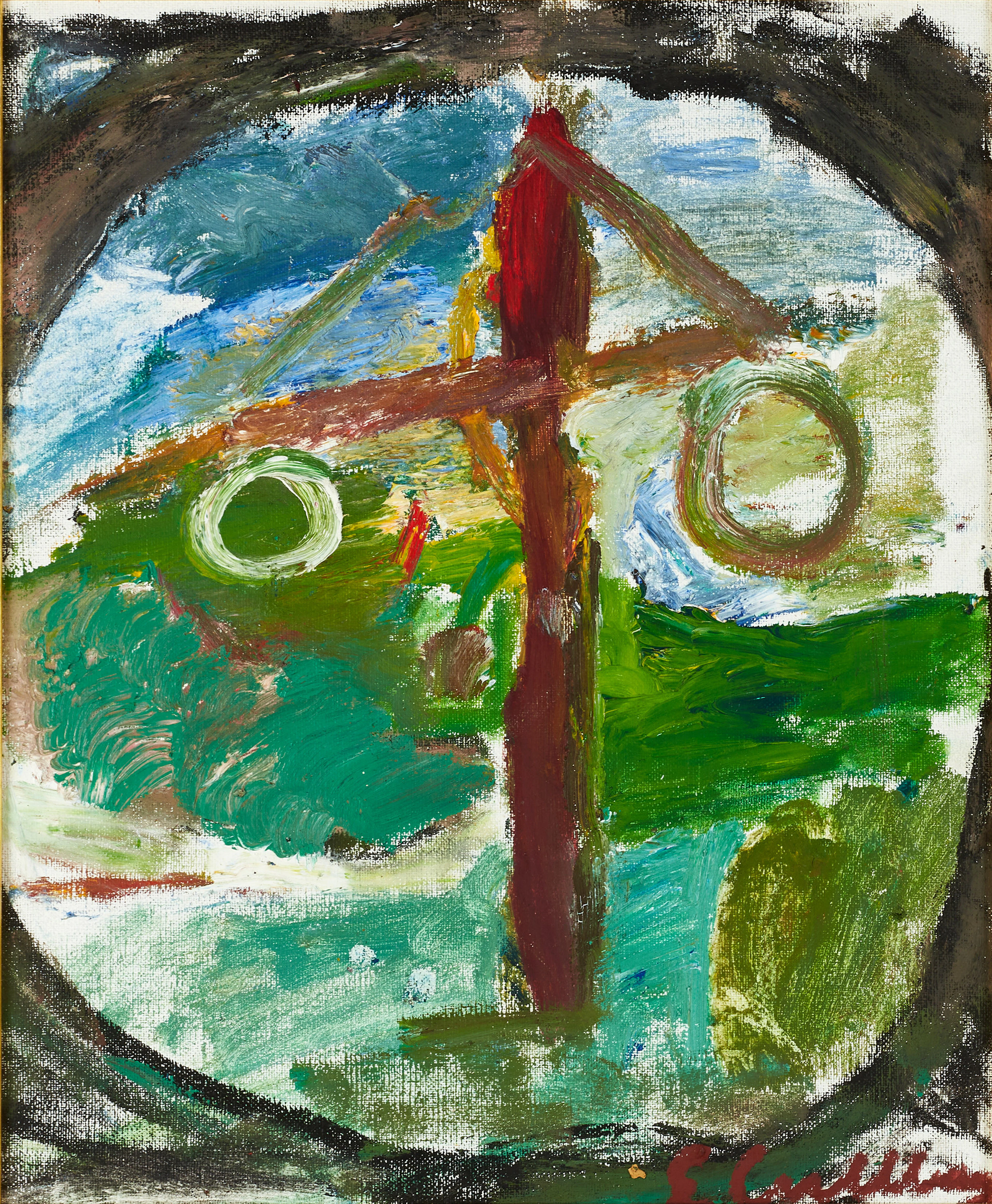 ERLAND CULLBERG (SVERIGE, 1931–2012). Midsommarporträtt, signerad