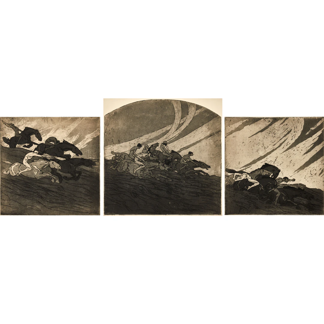 RAGNHILD NORDENSTEN (1888-1951): "Tiden", (3), triptyk, signerade