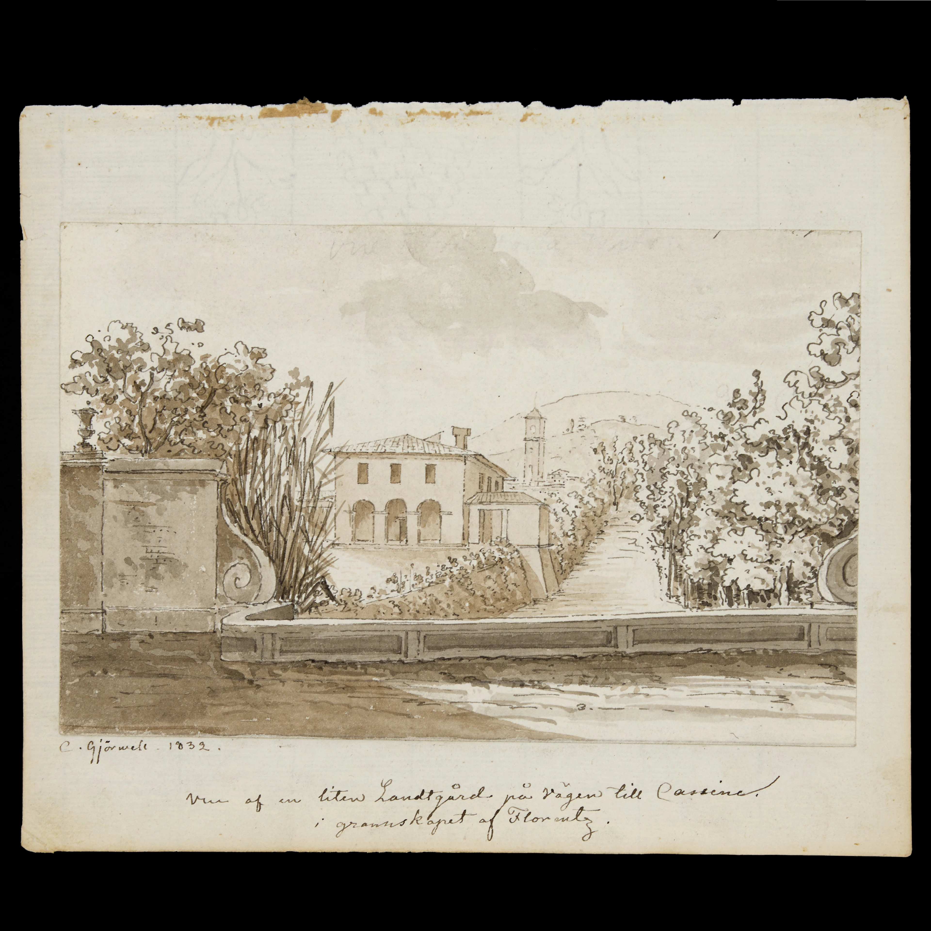 CARL CHRISTOFFER GJÖRWELL (1766-1837), två tuschlaveringar: "plan