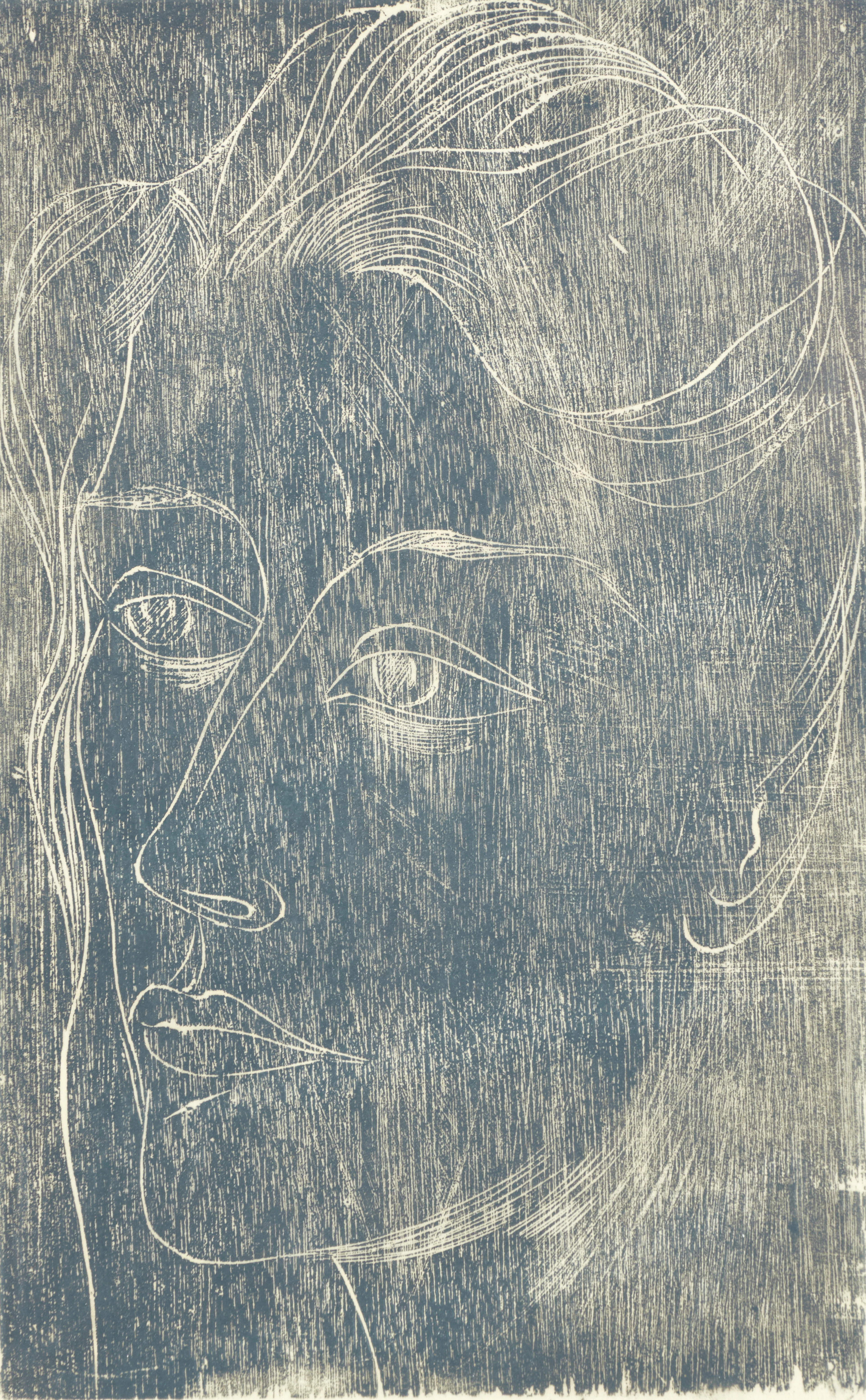 ADJA YUNKERS (LETTLAND/USA, 1900-1983), "Damportrtätt", signerad, träsnintt.