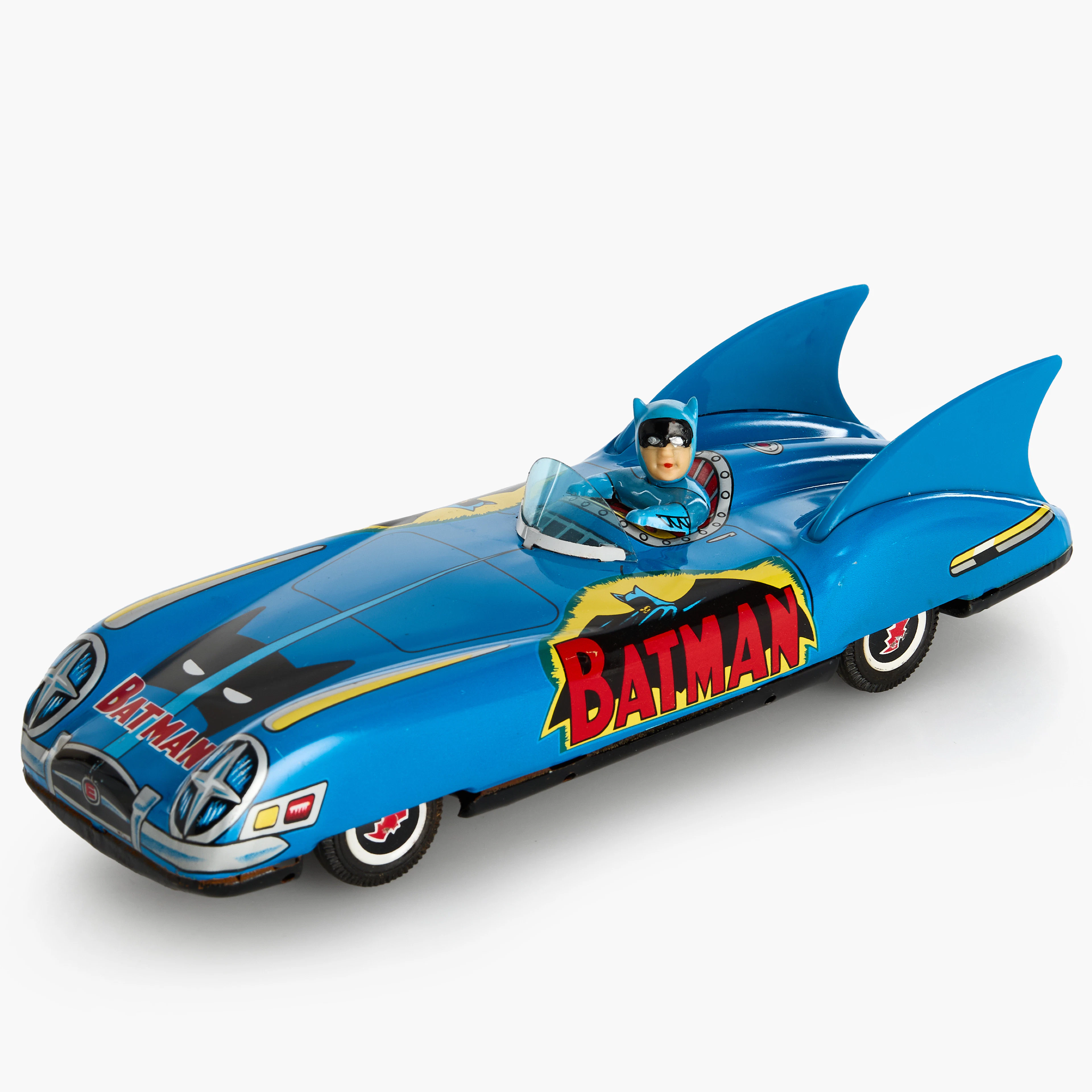 ASC AOSHIN. Plåtleksak, Batman Batmobile, märkt ASC, Japan, 1960-tal, friktion.