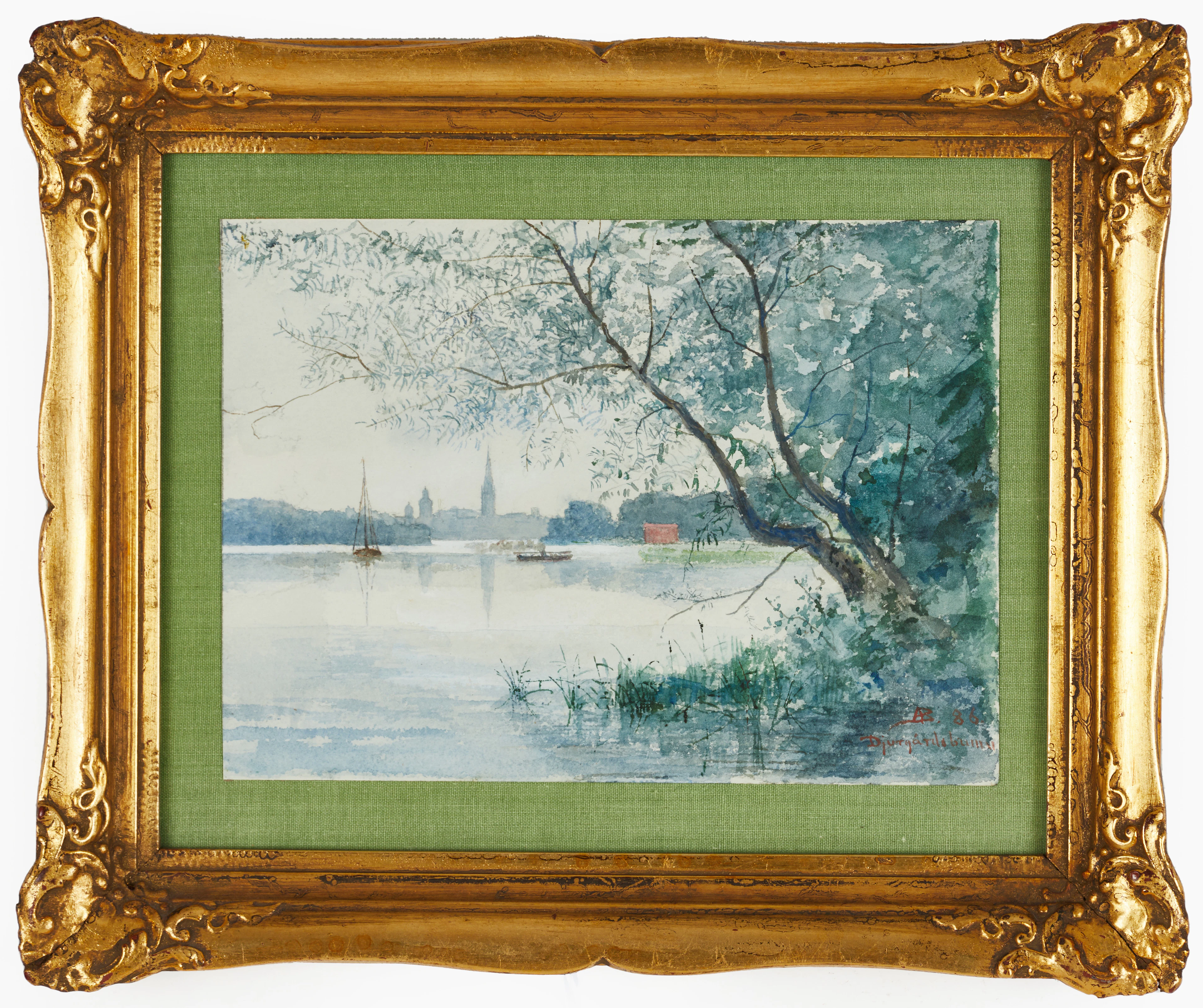 ANNA BILLING (1849-1927). Djurgårdsbrunn, monogramsignerad AB, daterad
