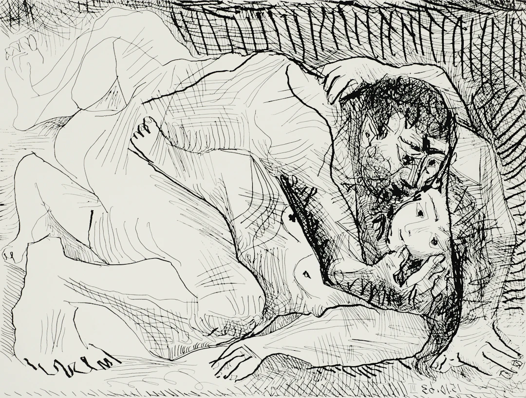 PABLO PICASSO. EFTER. Affisch, "Étreinte", Minerva Reproduktioner