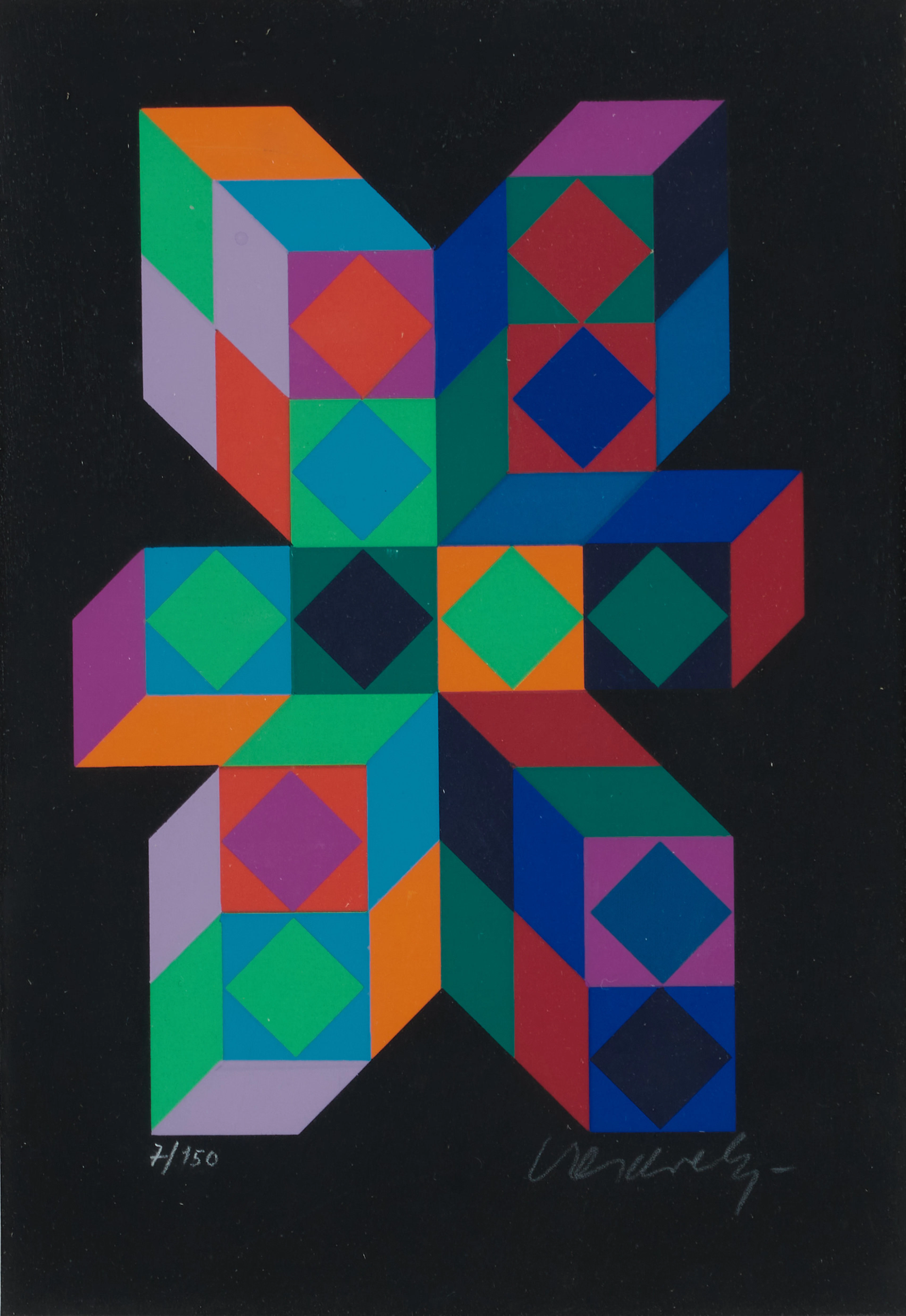 VICTOR VASARELY. (Frankrike, 1906–1997). Komposition, signerad, numrerad